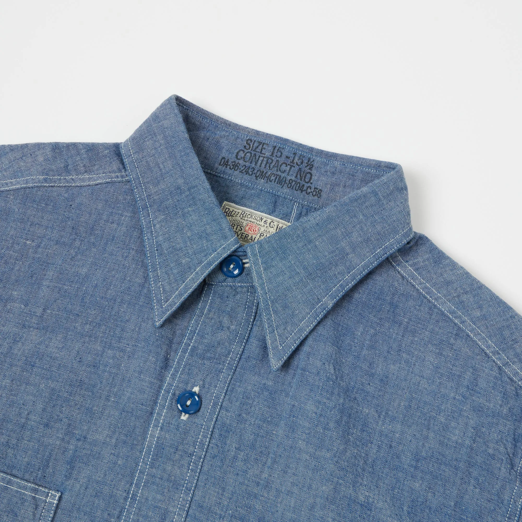 Buzz Rickson's U.S. Navy Chambray Work Shirt - Blue Classic Fit Seasonal Collection