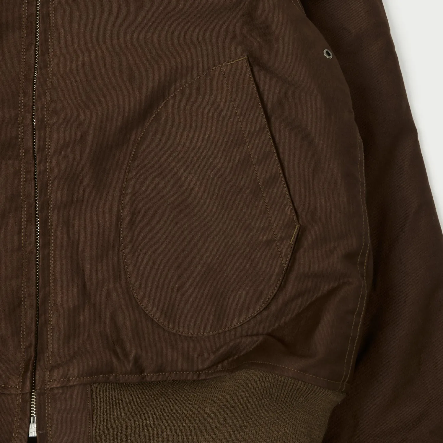 Buzz Rickson's U.S. Navy Zip Through Deck Jacket - Brown Contoured Back Panel