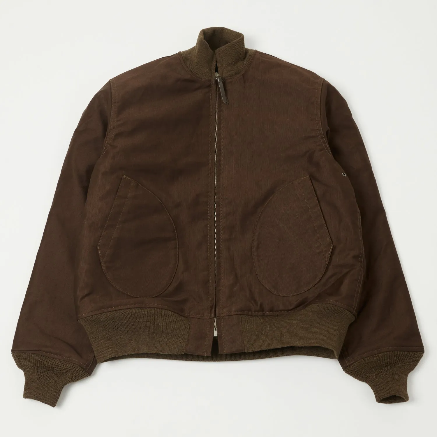 Buzz Rickson's U.S. Navy Zip Through Deck Jacket - Brown Temperature Balancing Layer Double stitching
