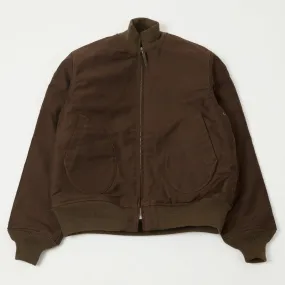 Buzz Rickson's U.S. Navy Zip Through Deck Jacket - Brown Temperature Balancing Layer Double stitching