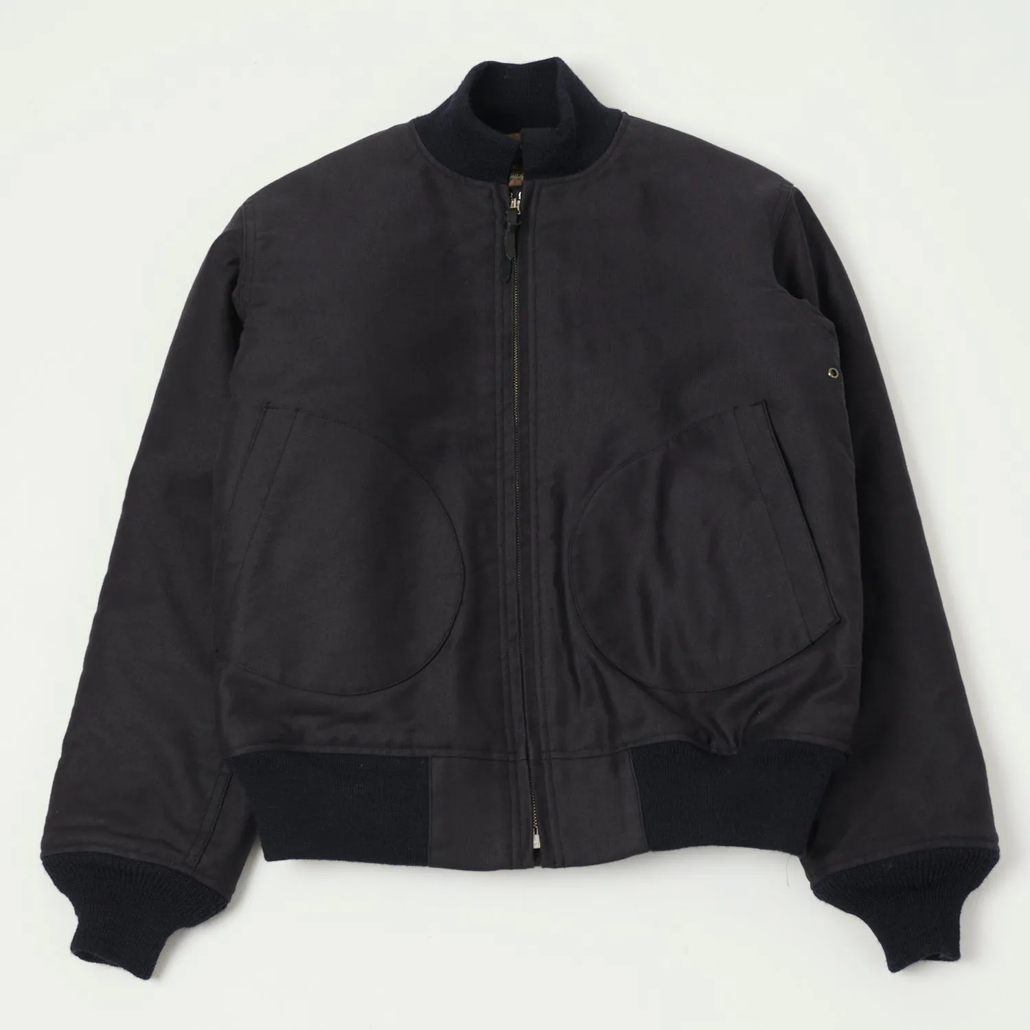 Buzz Rickson's U.S. Navy Zip Through Deck Jacket - Navy Demotex Textured Finish