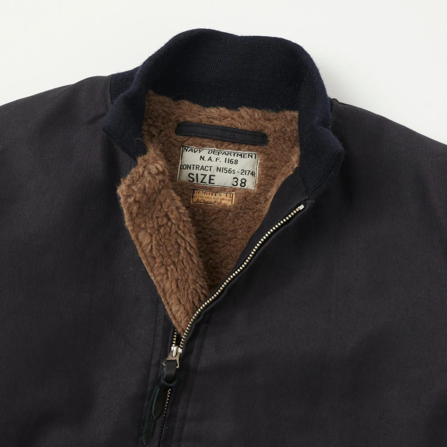 Buzz Rickson's U.S. Navy Zip Through Deck Jacket - Navy Demotex Quick drying material