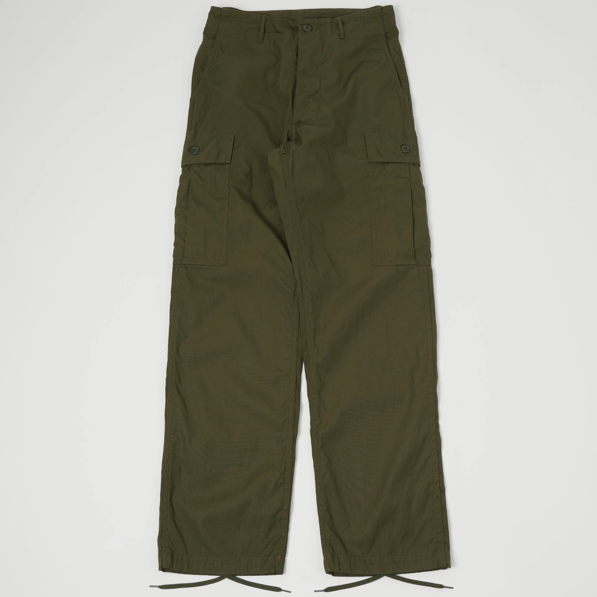 Corduroy texture DoubleLayeredFabric Buzz Rickson's Wind Resistant Poplin Trouser - Olive