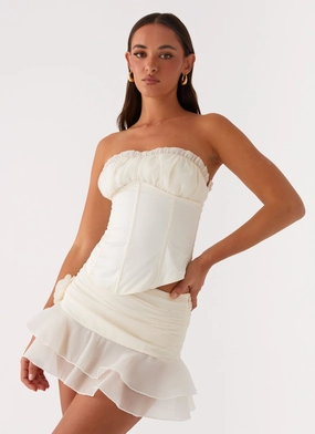 Detail Focus Light Touch Call Me Never Tiered Mini Skirt - Ivory