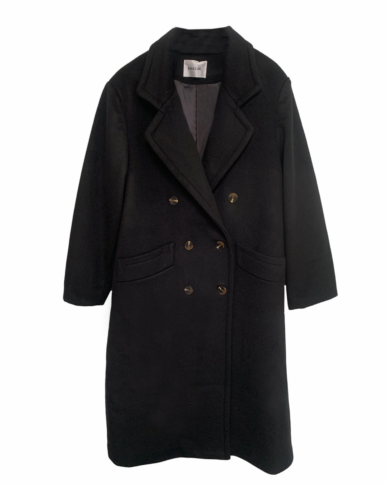 Temperature Regulating The Double Breasted Car Coat in Black | Black