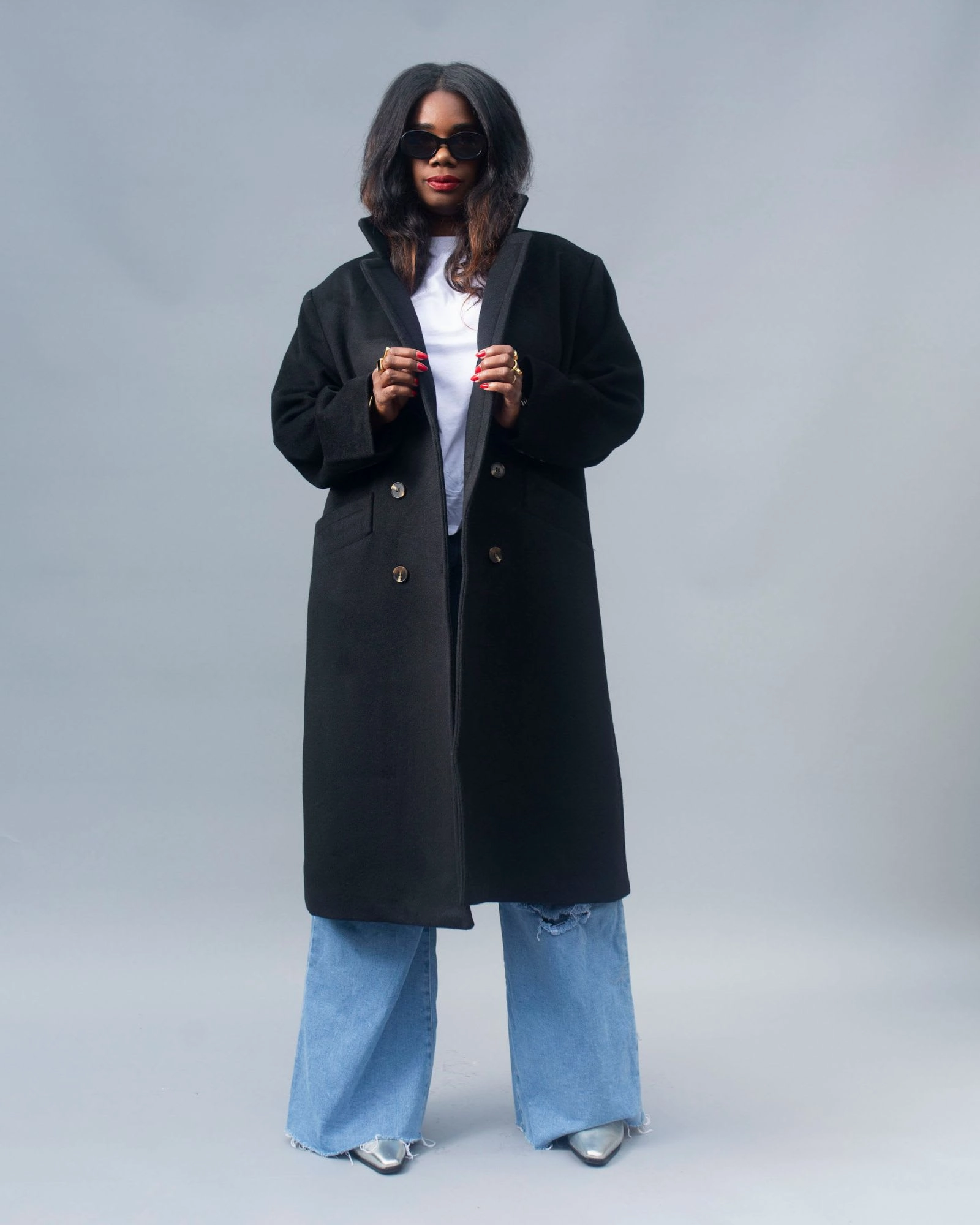 The Double Breasted Car Coat in Black | Black Active Use