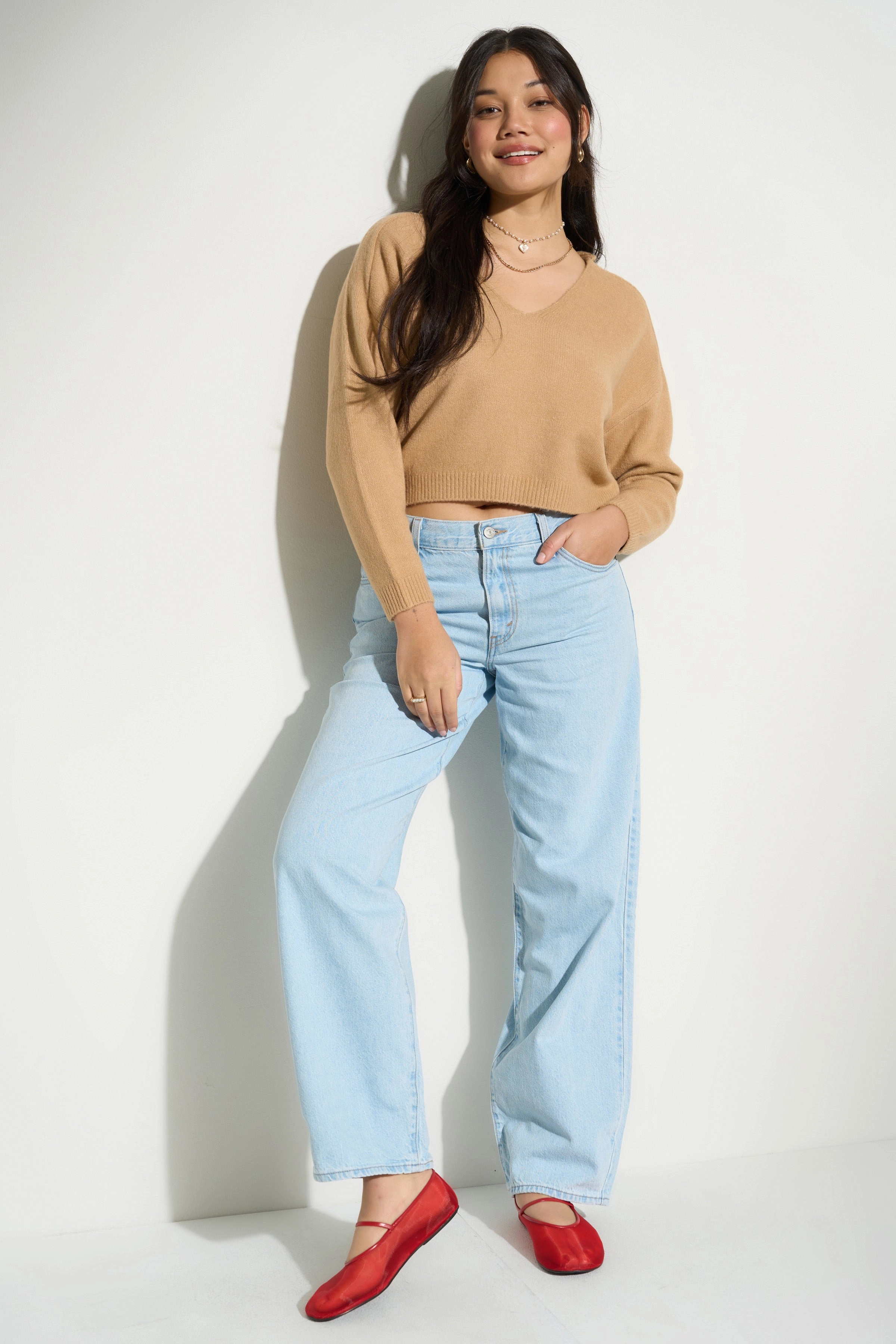 Camille Knit Pullover - Camel Roomy Comfort