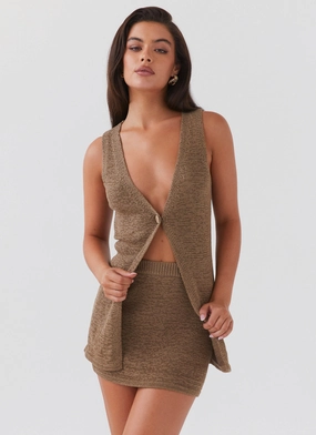 Capri Glow Knit Skirt - Khaki Breezy Flow