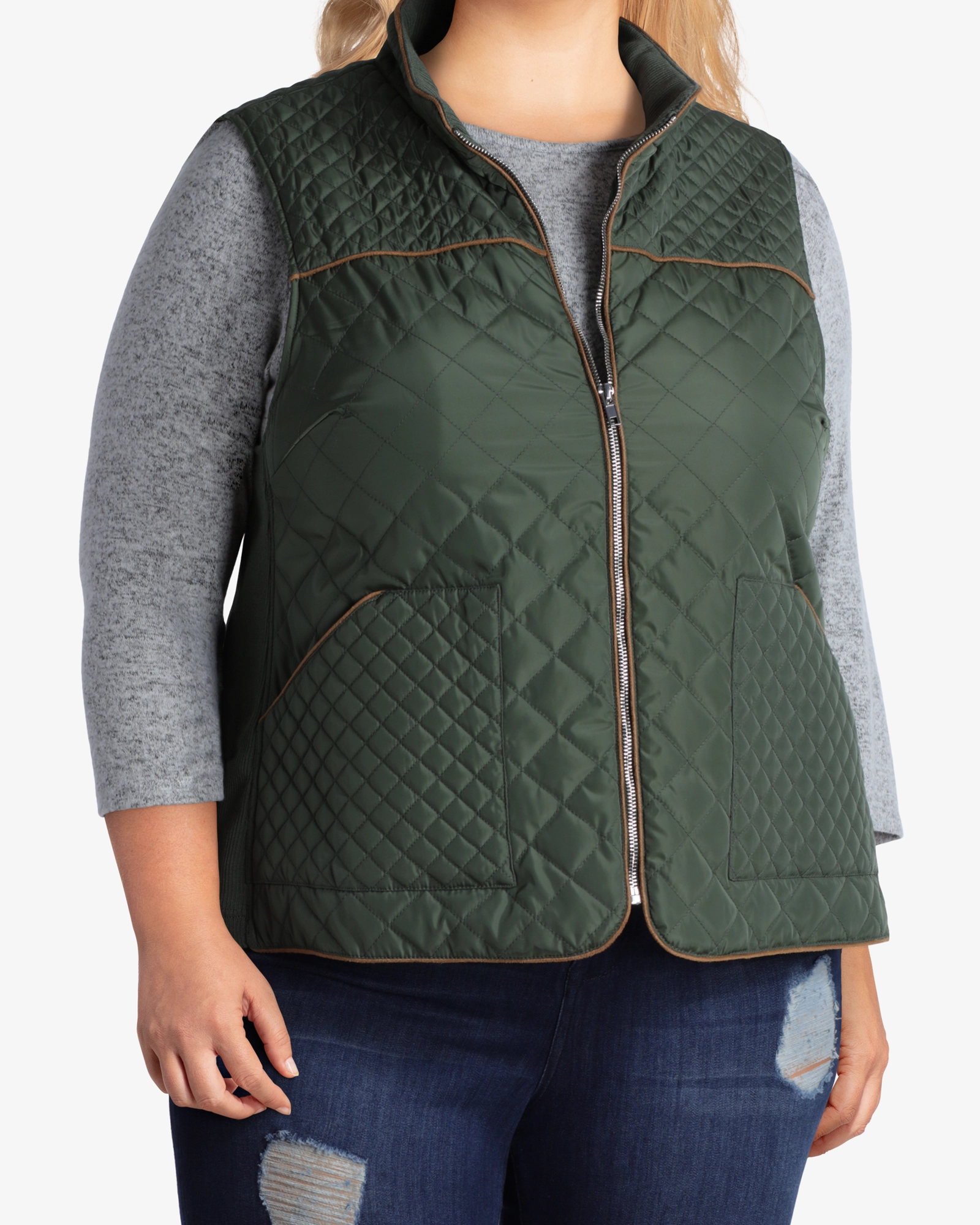 System Pocket-square Cassandra Quilted Vest | Forest Green