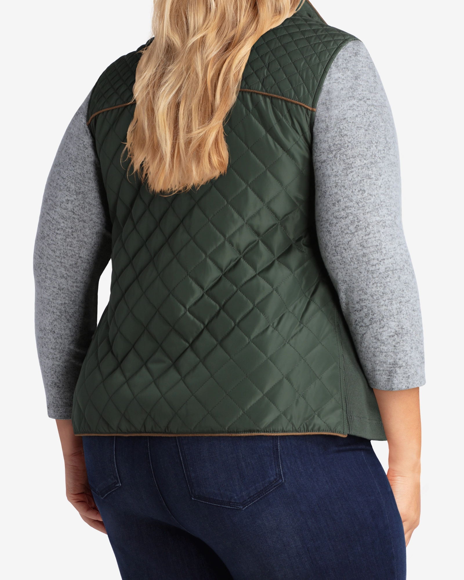 Brand Reflective details Cassandra Quilted Vest | Forest Green