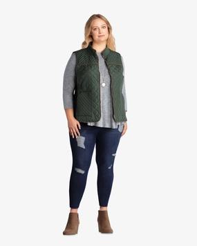Cassandra Quilted Vest | Forest Green platform Printed