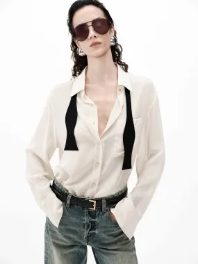 Comfy Fit Seasonal Wear Metallic Button Silk Shirt