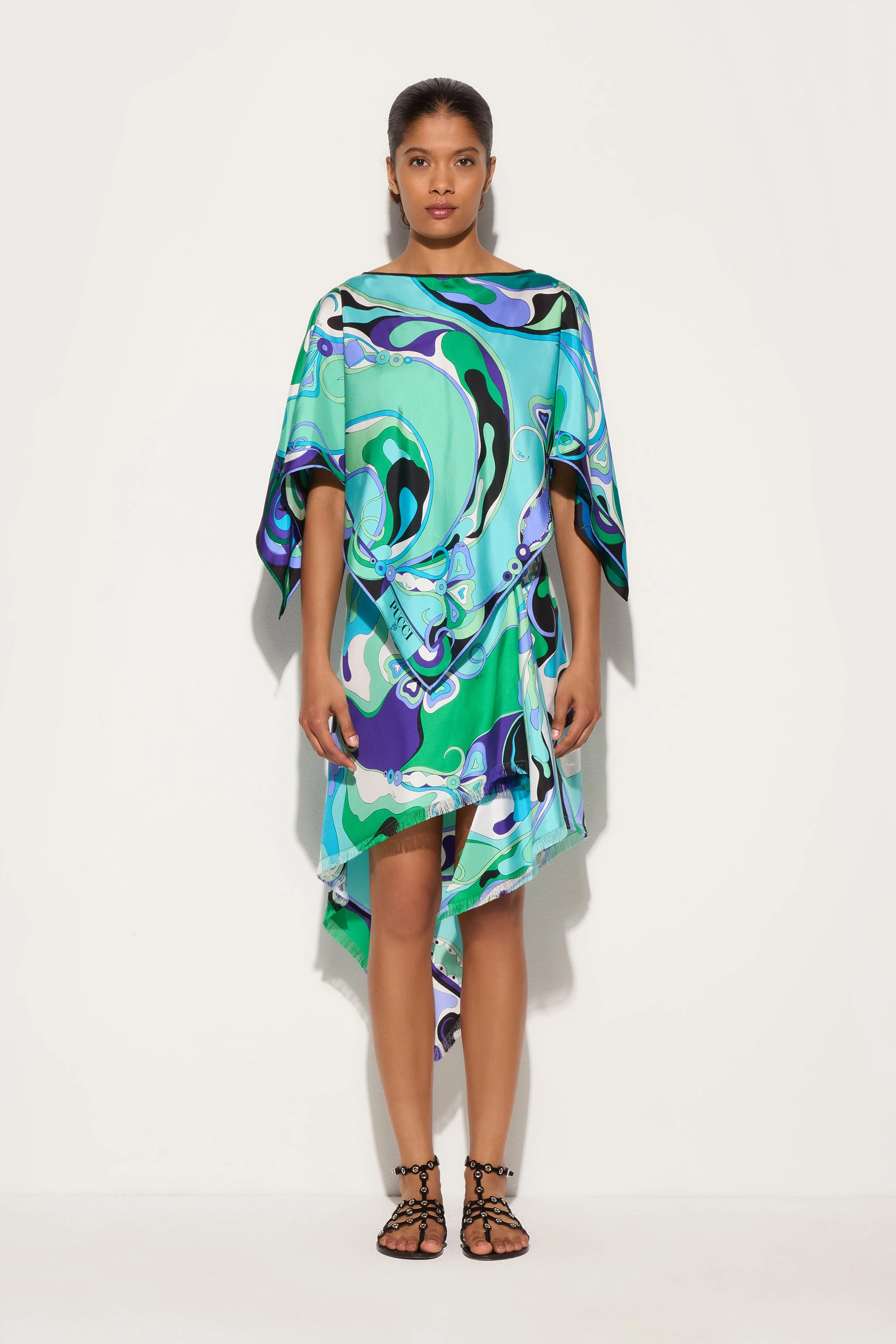 Visual Outfit Stylish Finish Orchidee Print Asymmetrical Miniskirt