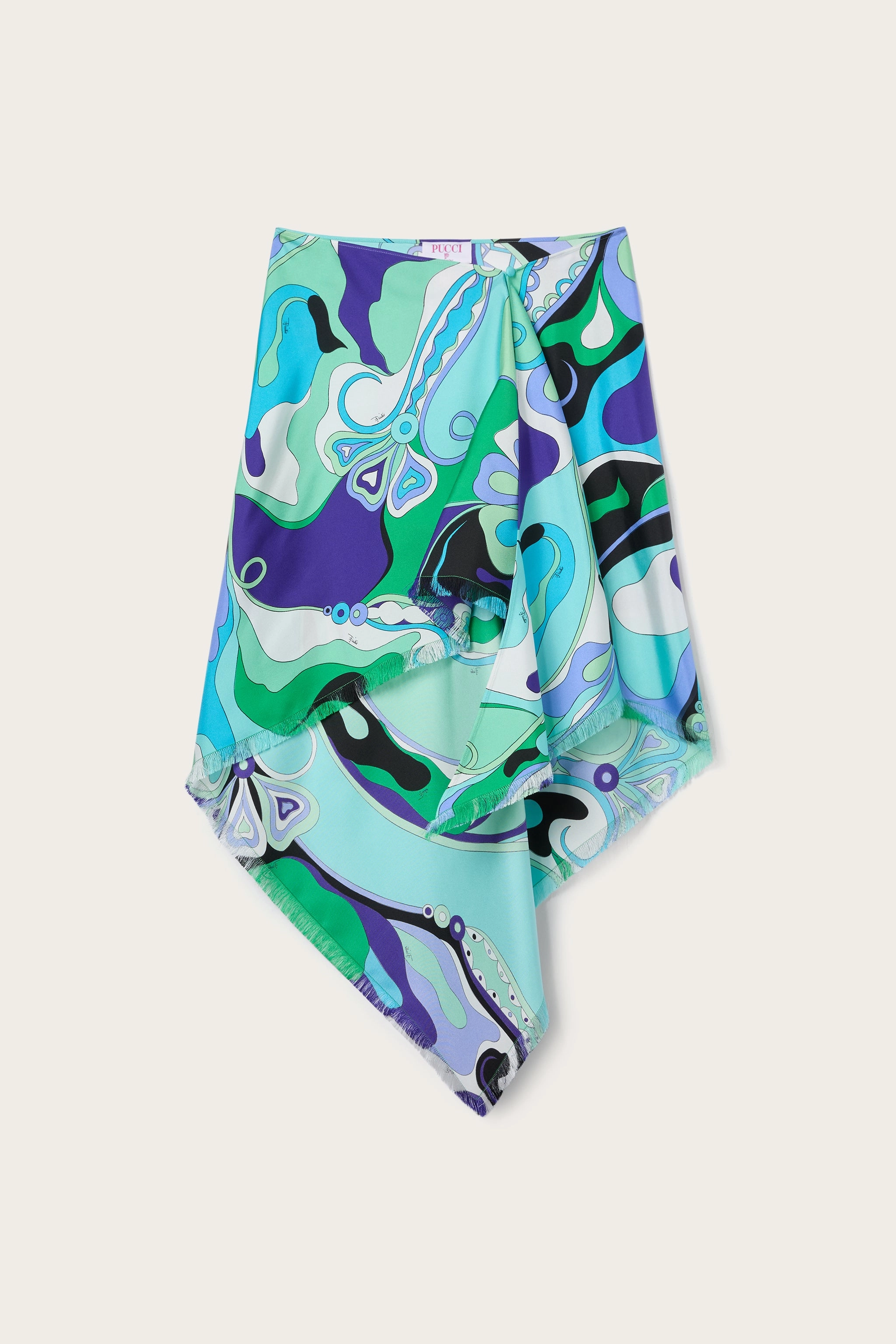 Hemp Blend Crossback Strap Orchidee Print Asymmetrical Miniskirt