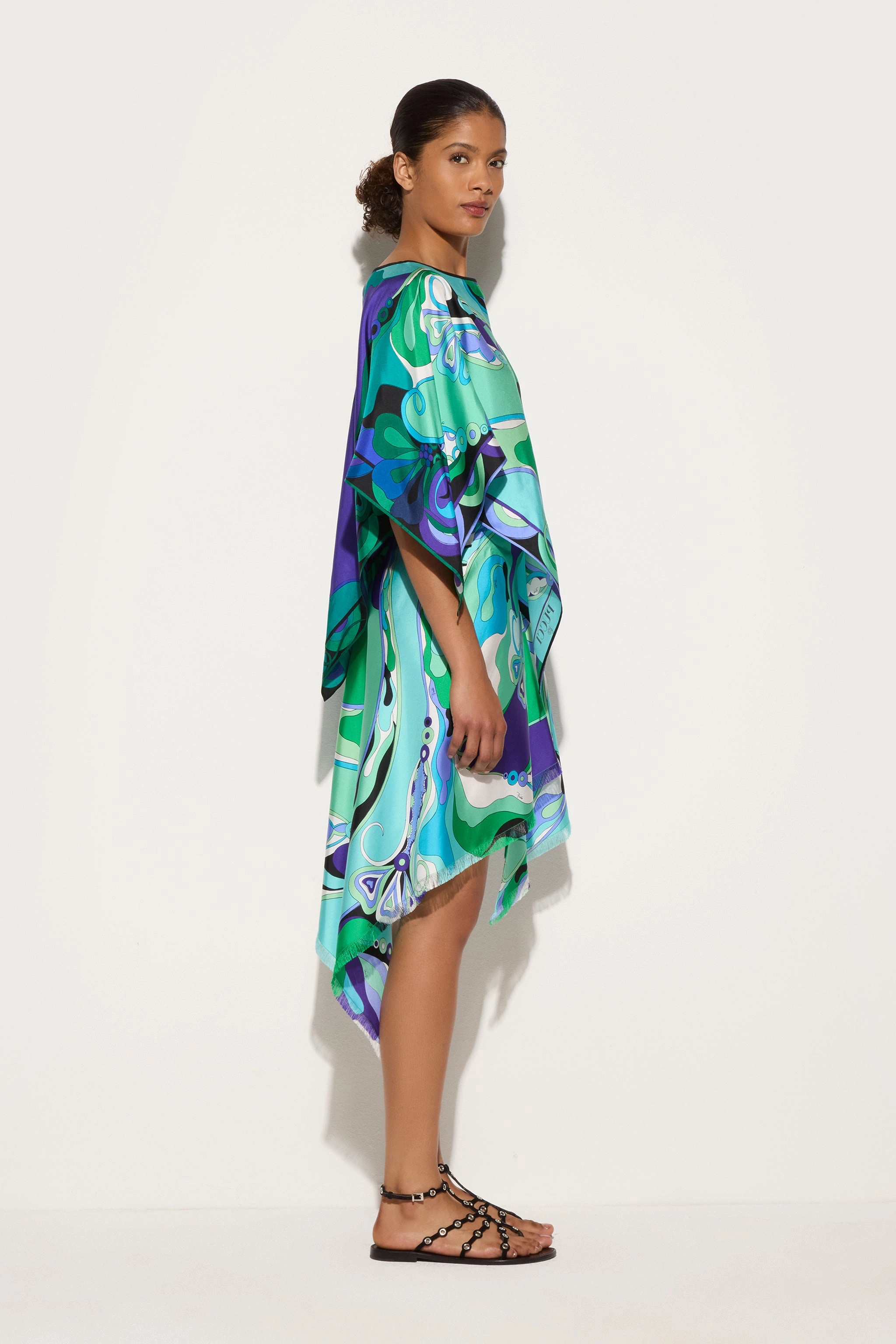 Orchidee Print Asymmetrical Miniskirt Fresh Texture
