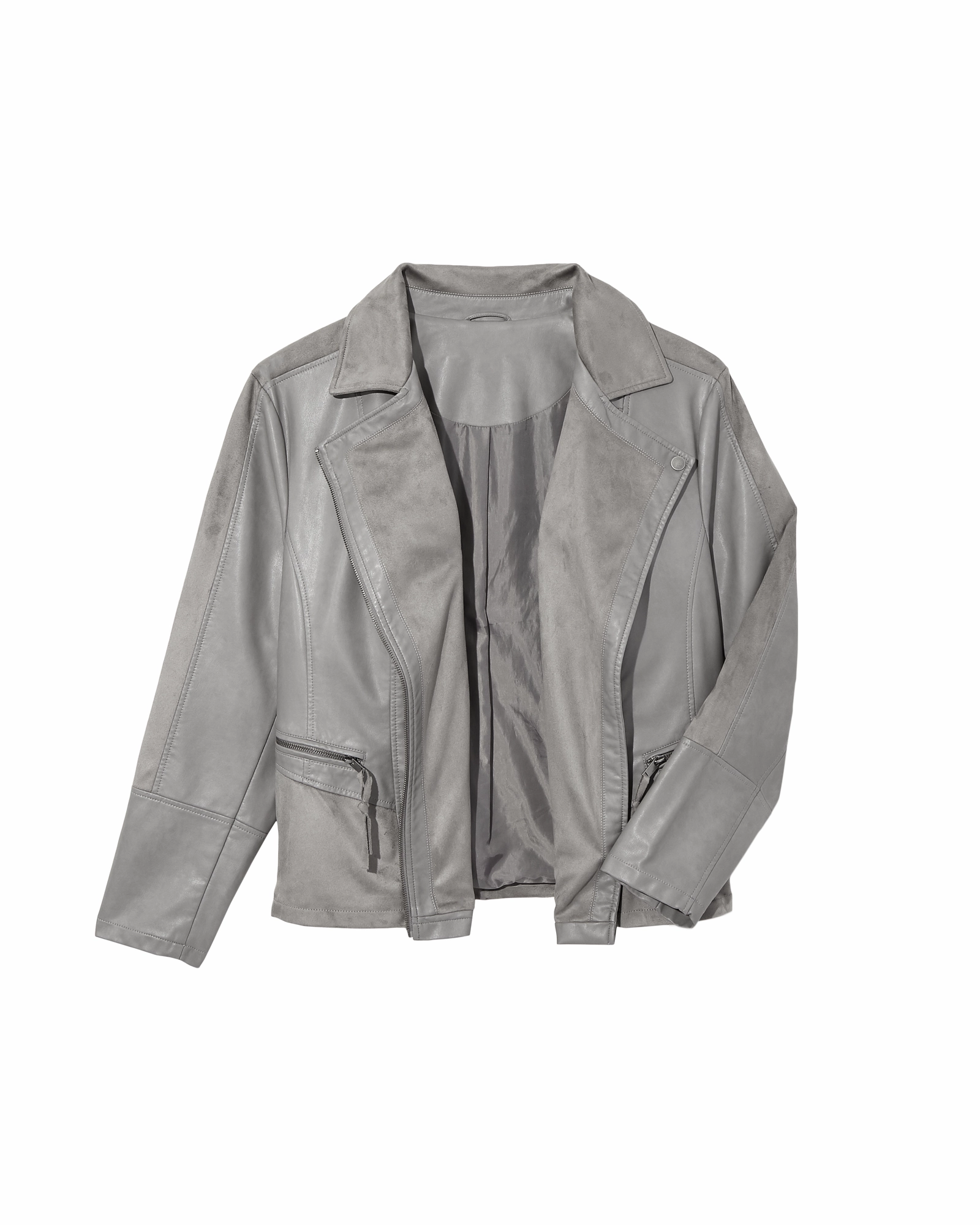 DurableShell Ticket Chamomile Moto Jacket with Suede Details | Light Grey