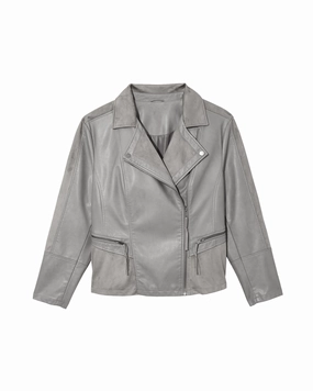 Compromise Chamomile Moto Jacket with Suede Details | Light Grey