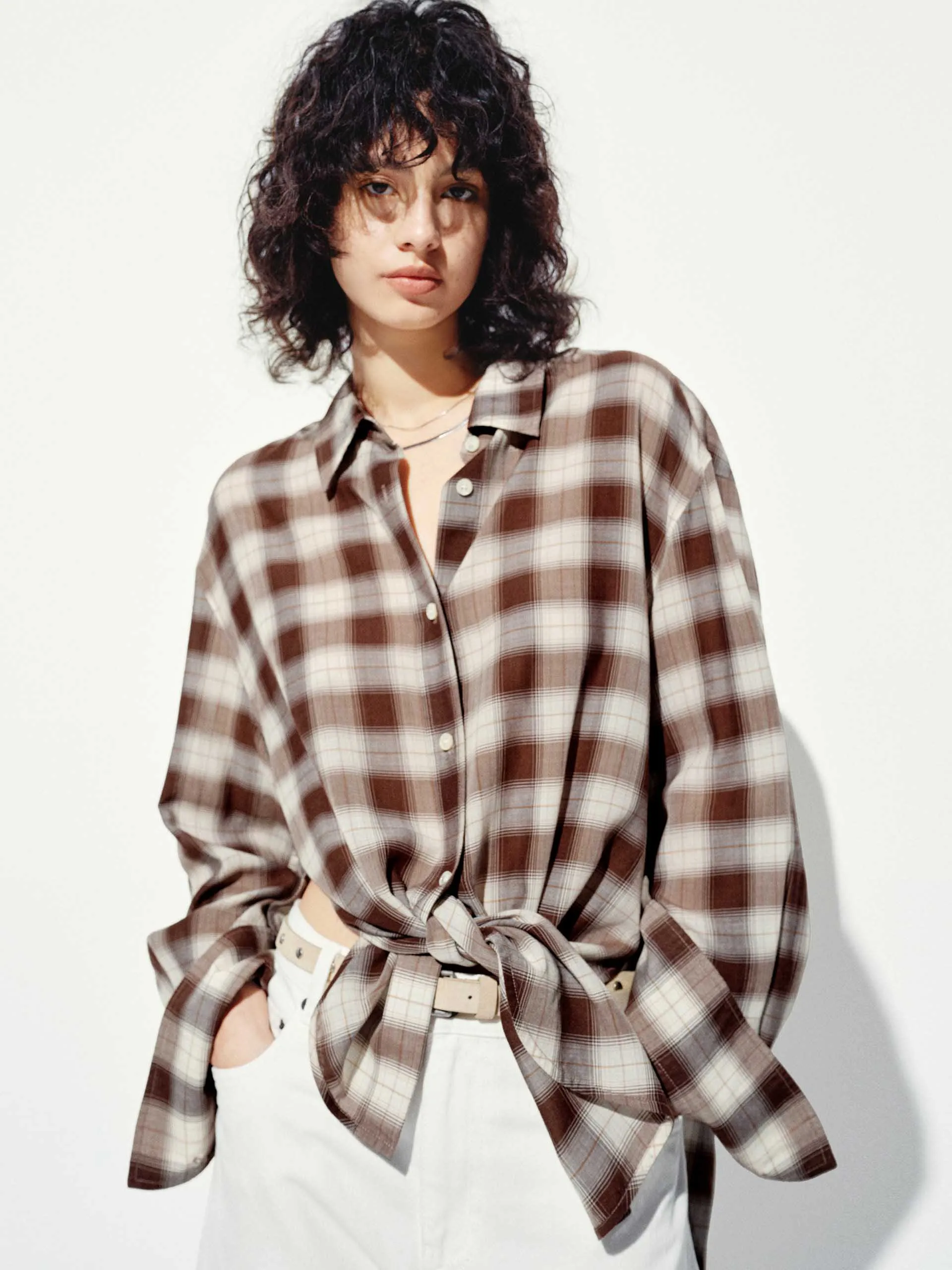 elegant design Fall Fashion Checked Contrast Loose Shirt