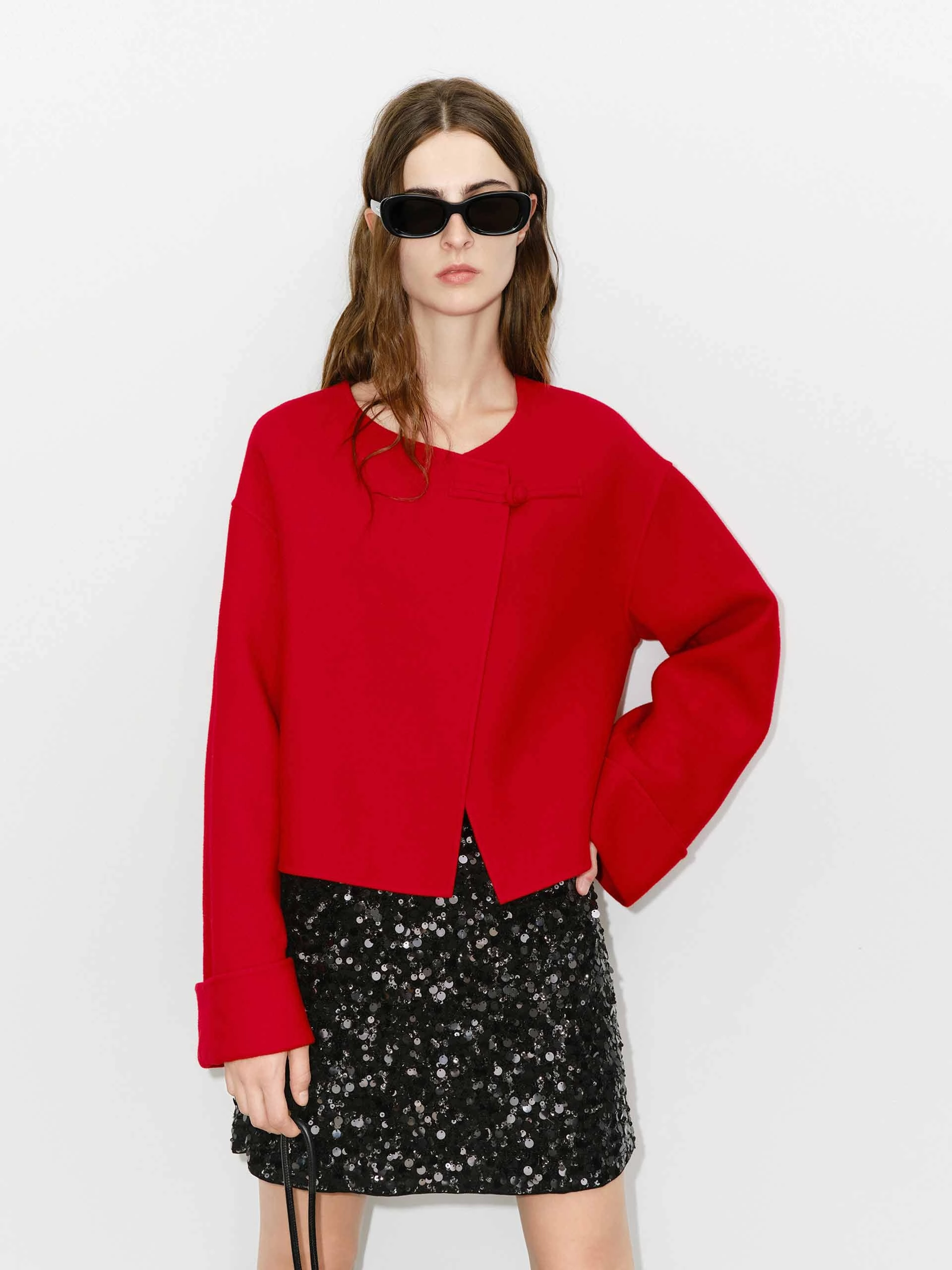 Water Resistant Quilted Stitching Cheongsam Buckle Coat