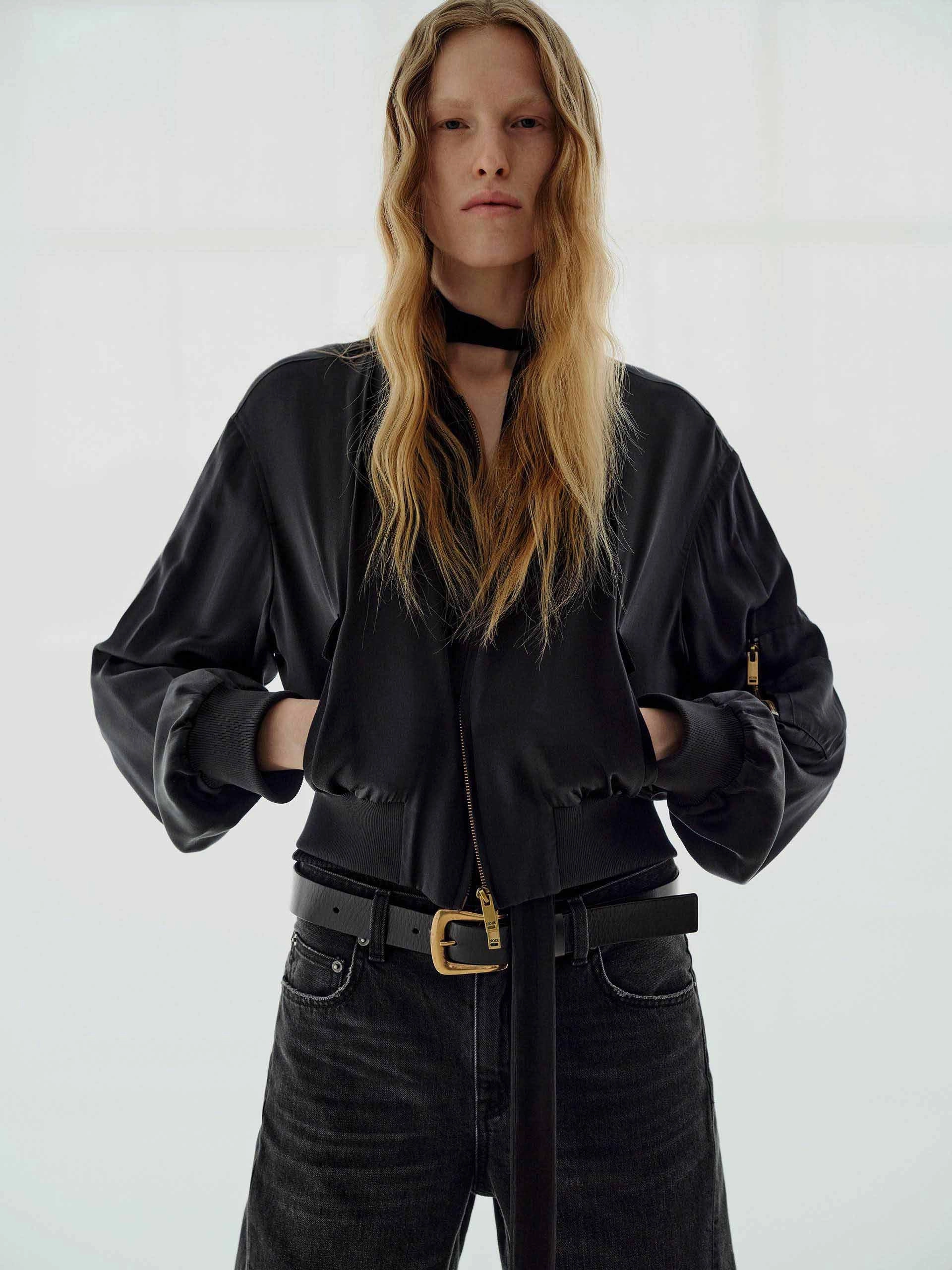 Silk Blend Cropped Jacket Nylon Shell Construction Neutral Style