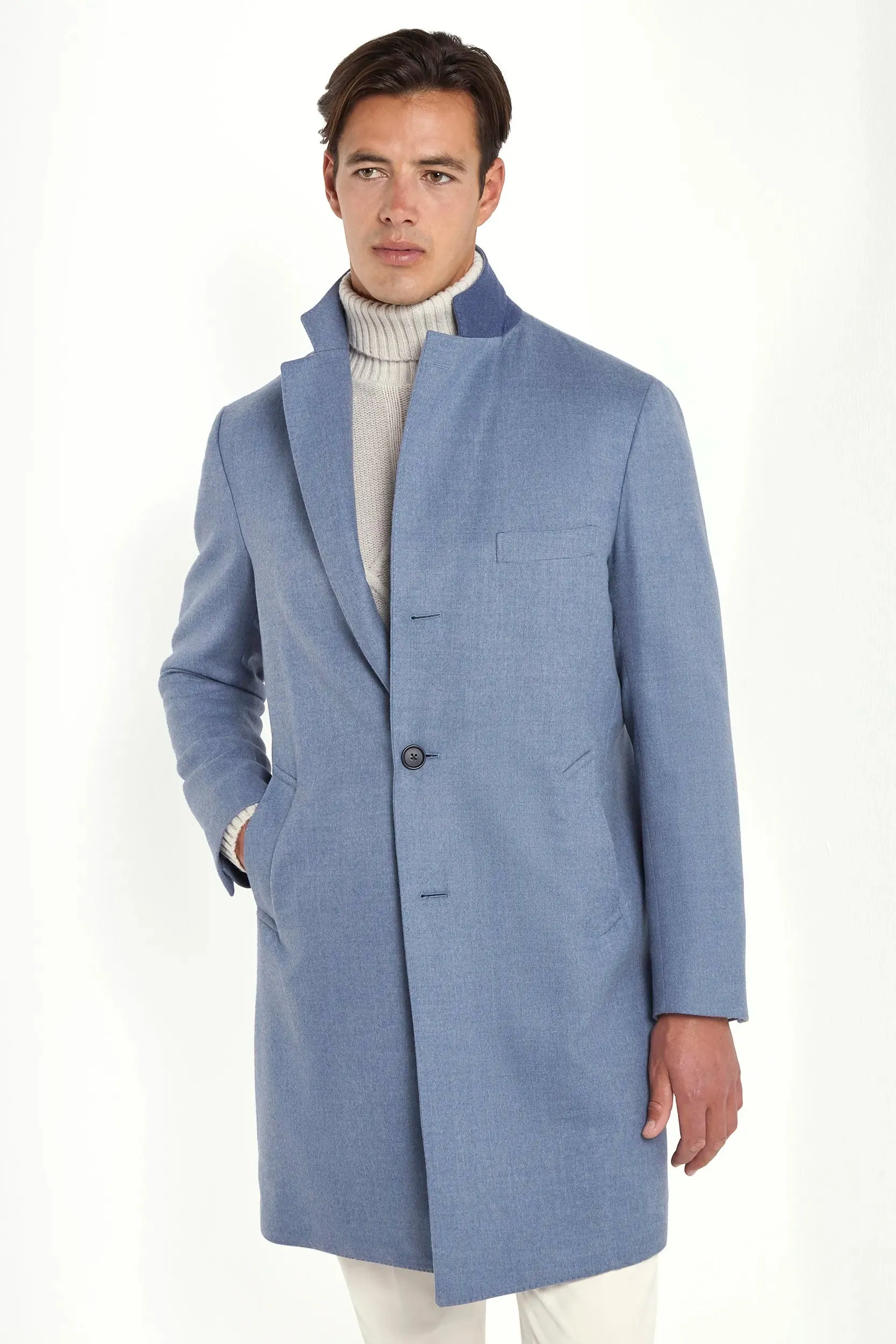 Dusty blue overcoat - Made in Italy UV Protective Coating
