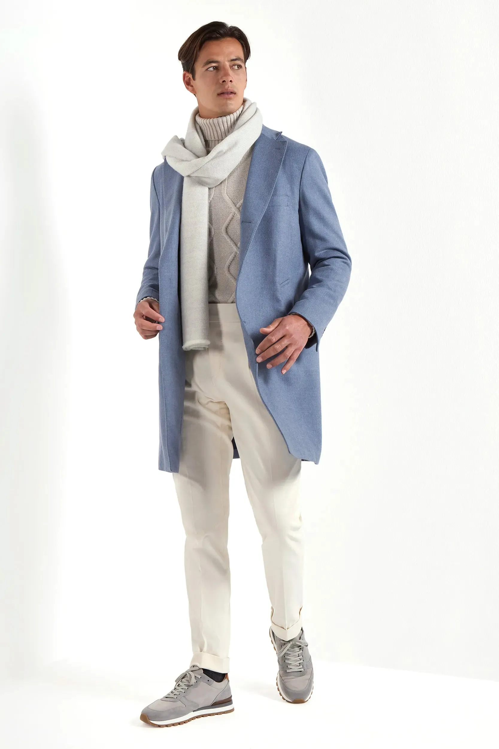 On The Go Layer Dusty blue overcoat - Made in Italy