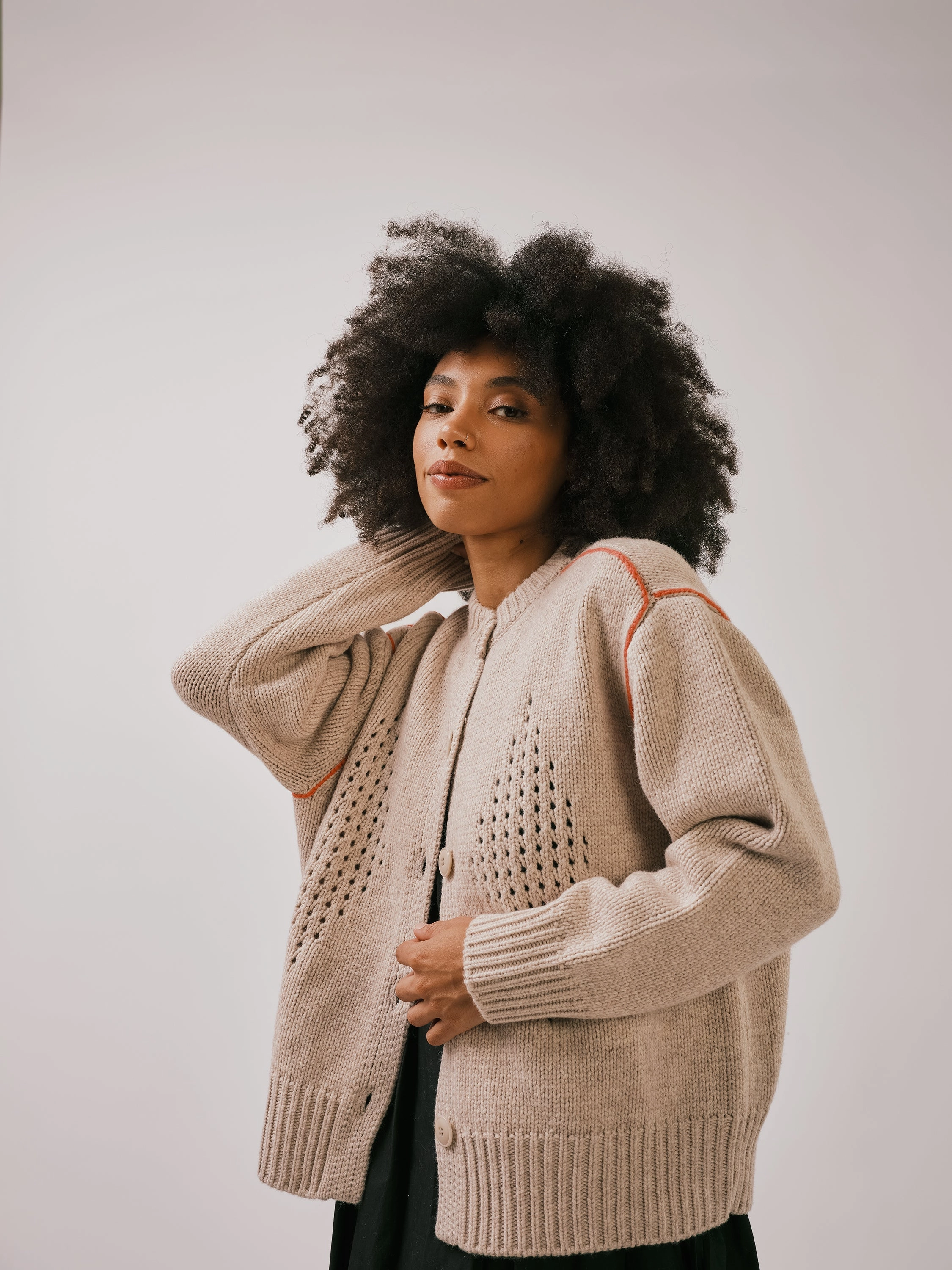 Comfort Stretch Breathable Comfort Diamond Eyelet Cardigan - Breeze