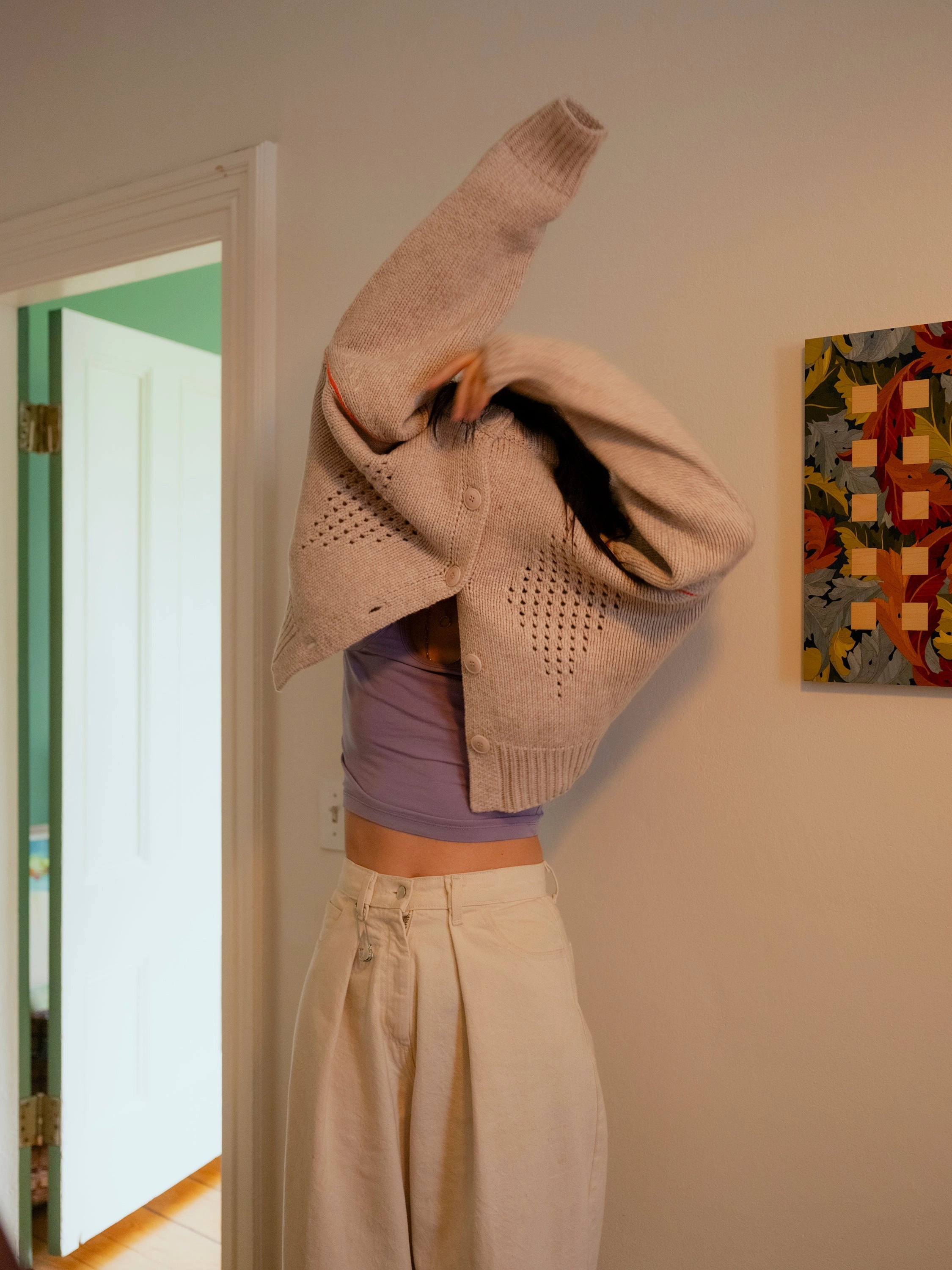 Quick Style Diamond Eyelet Cardigan - Breeze