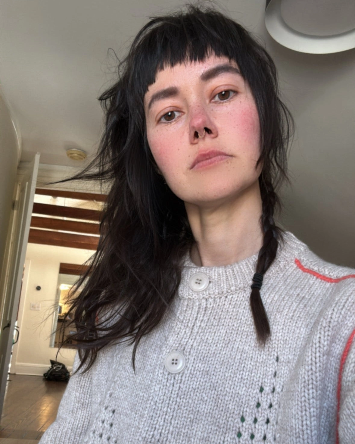 Quick Dry Wear Double Layered Collar Diamond Eyelet Cardigan - Breeze