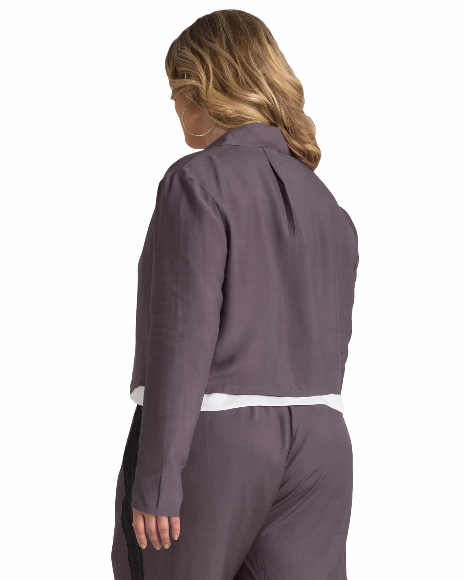 Zora Tie Front Cropped Blazer | DARKPURPLE Multi Season Light Shell