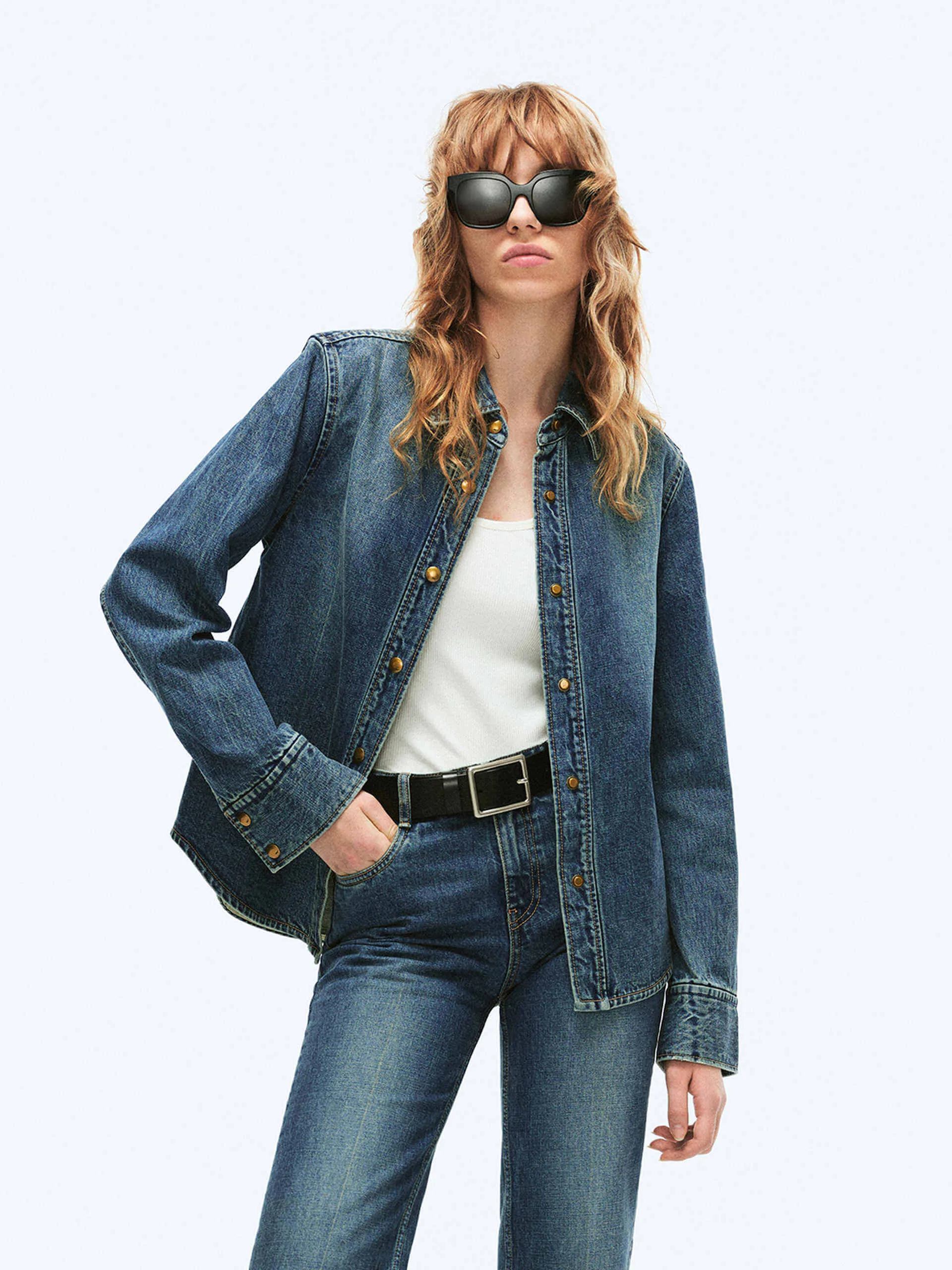 tall size Moisture wicking Classic Denim Shirt