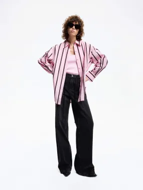 Cotton Poplin Striped Shirt Clean Edge Trim Seasonal Style