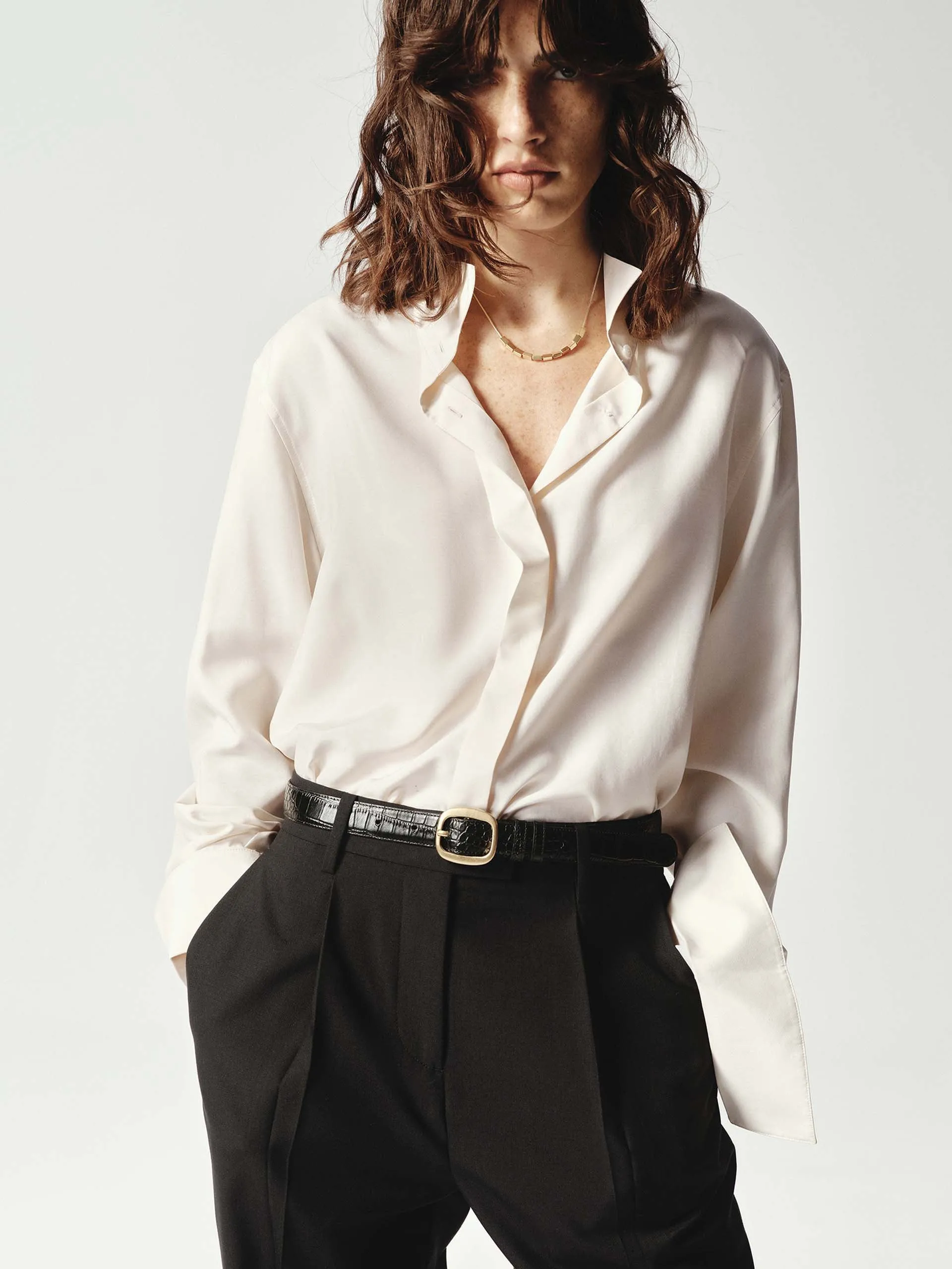 Double Stitched Hems UV Protection Classic Soft Silk Shirt