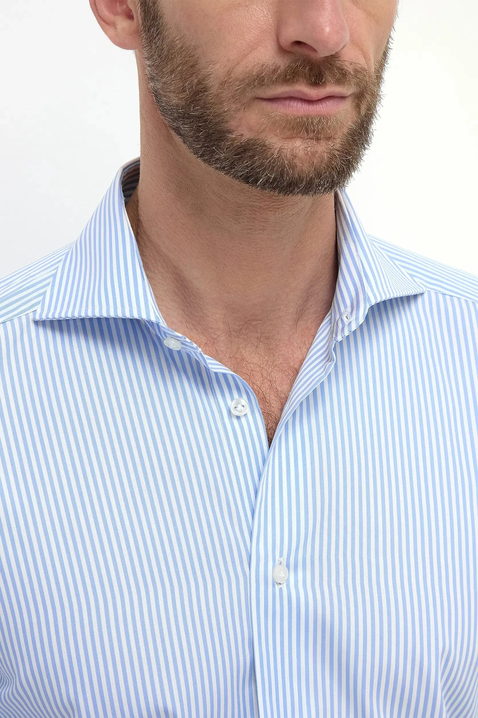 Unmatched comfort Inner Layer Light Blue Striped Shirt - Made in Italy