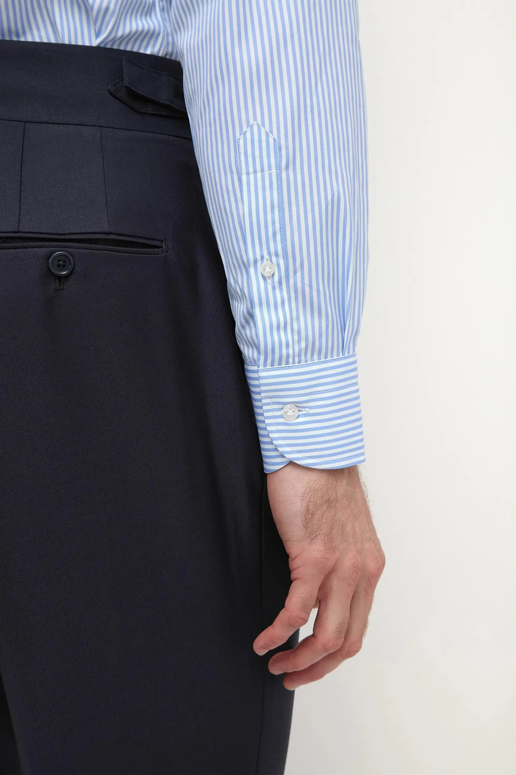 Light Blue Striped Shirt - Made in Italy All Purpose Weave Design