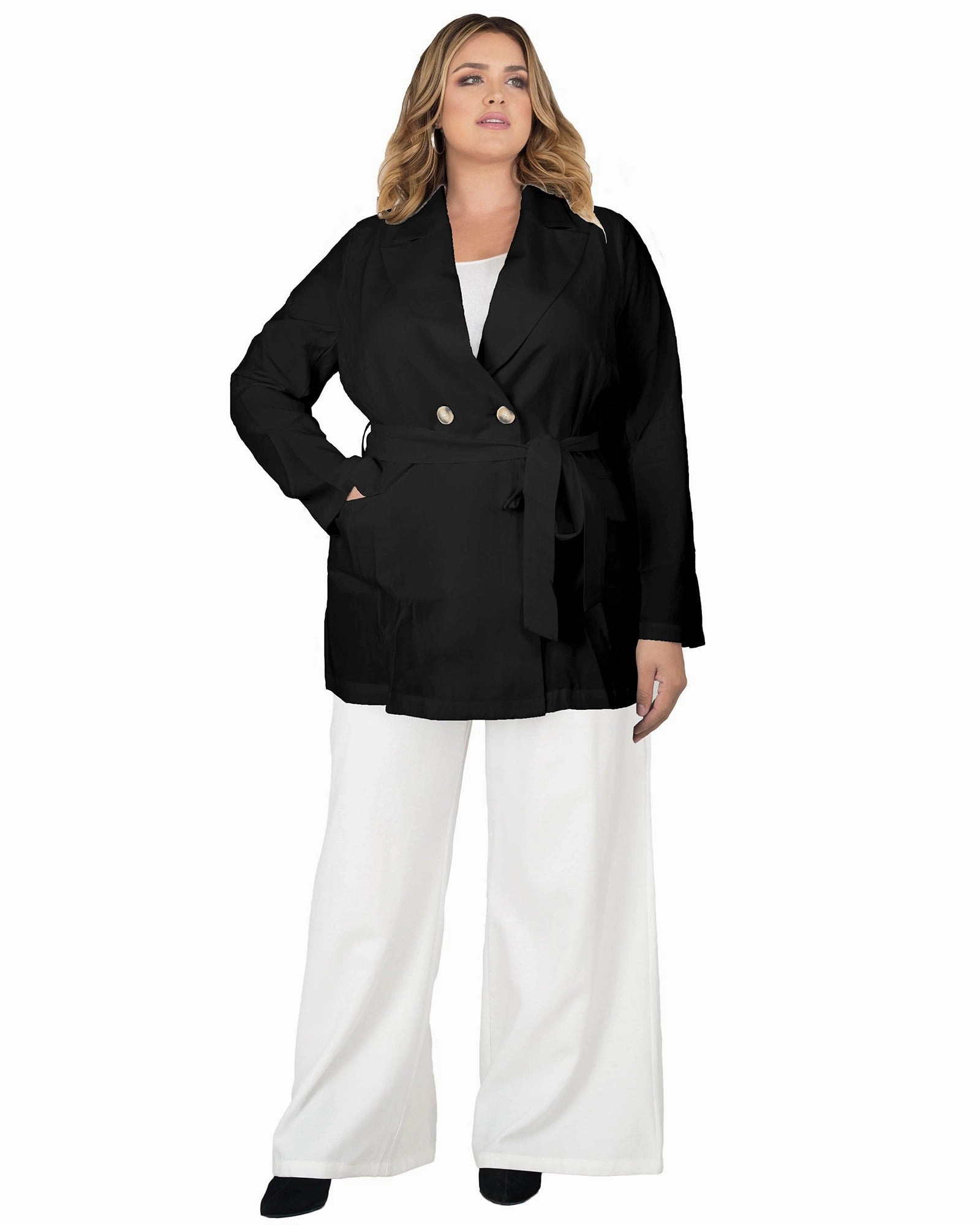 Cold Weather Gear High Collar Design Midge Wrap Blazer | Black