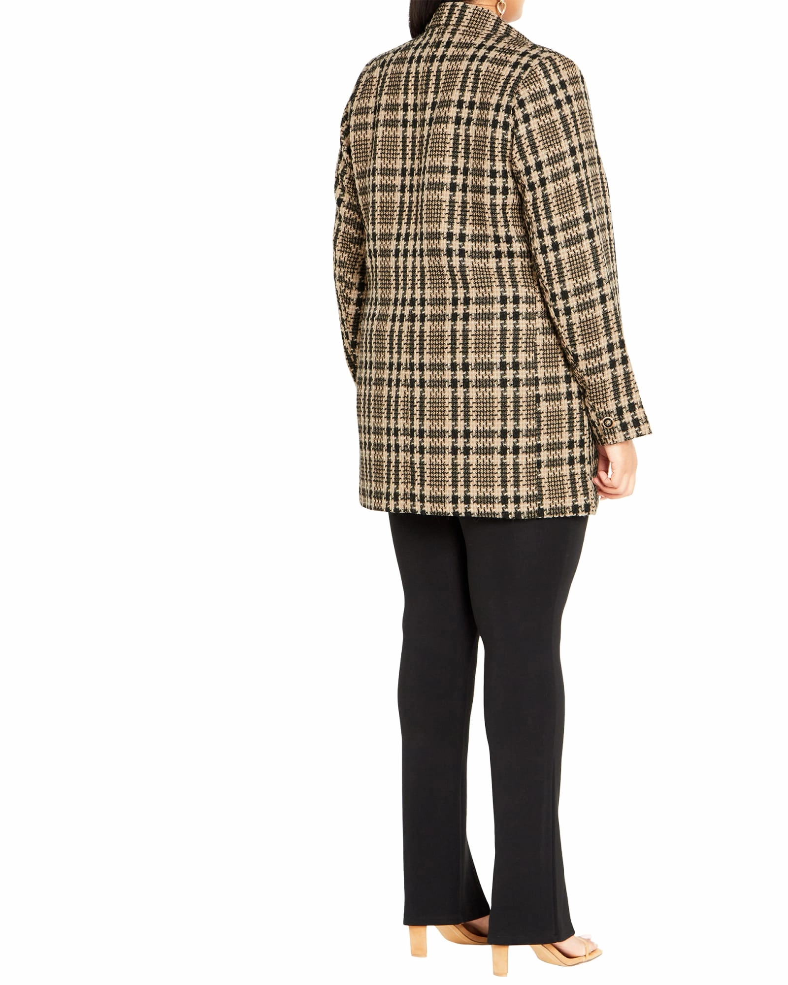 Megan Jacket | Stone/Black Light Drape NonBulky Midweight Build