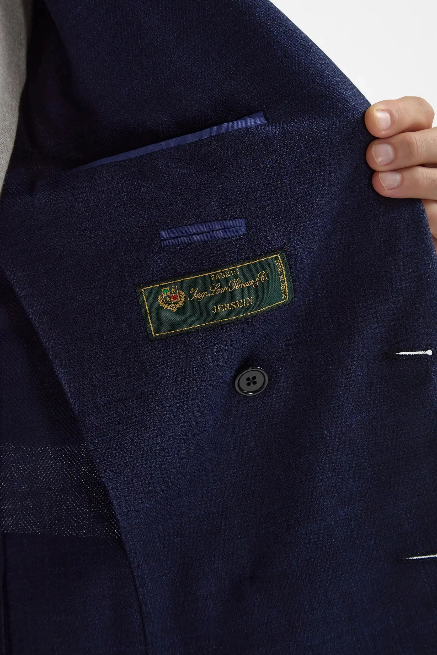 Airflow channels challenge Blue herringbone double breasted jacket - Made in Italy