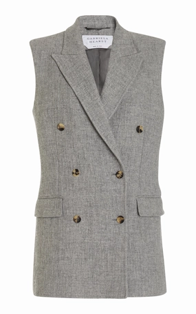Mayte Vest in Light Grey Melange Cashmere Linen Business Layers Business casual wear