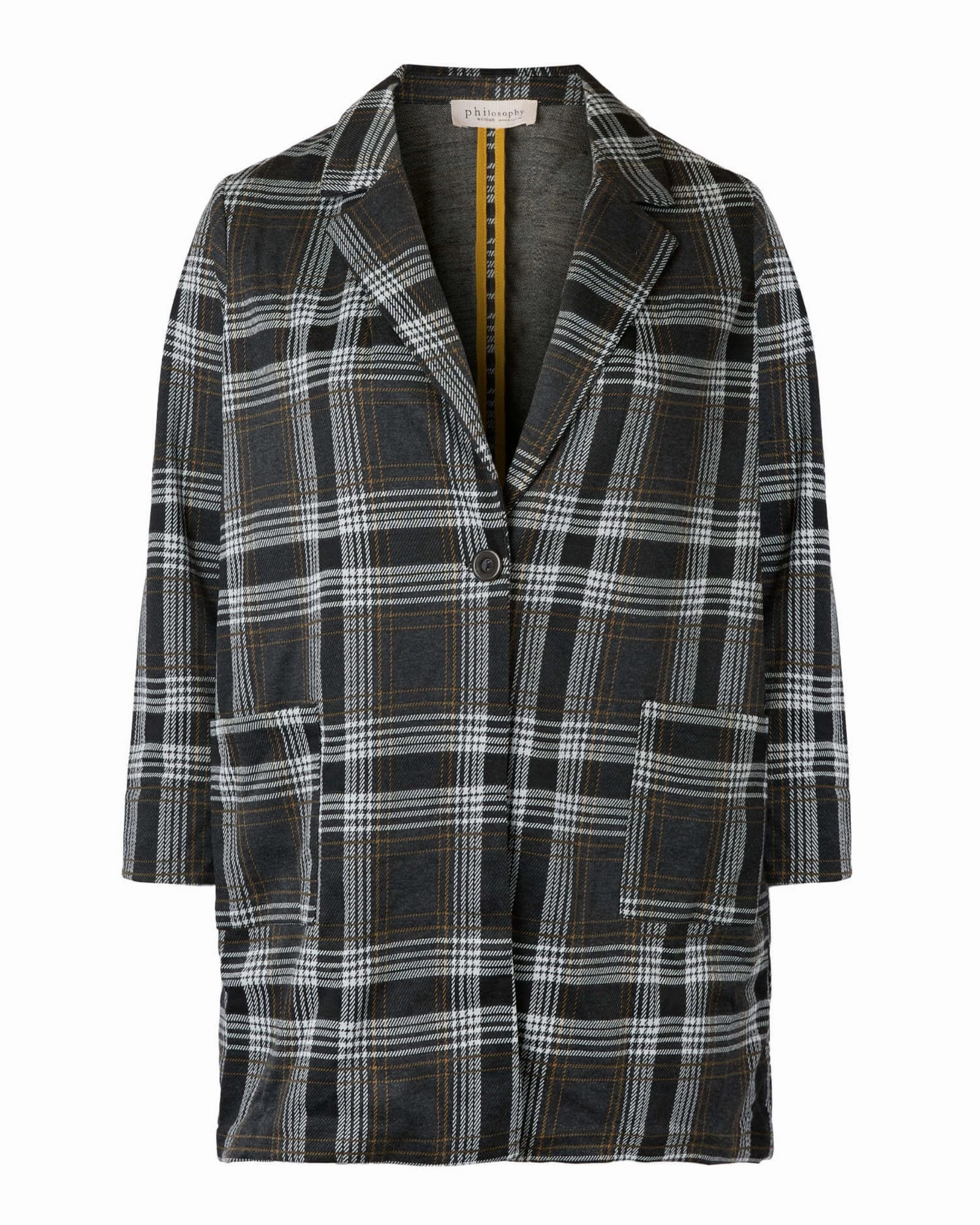 Seona Lapel Collar Coat | Black / Charcoal Grey Layer Base