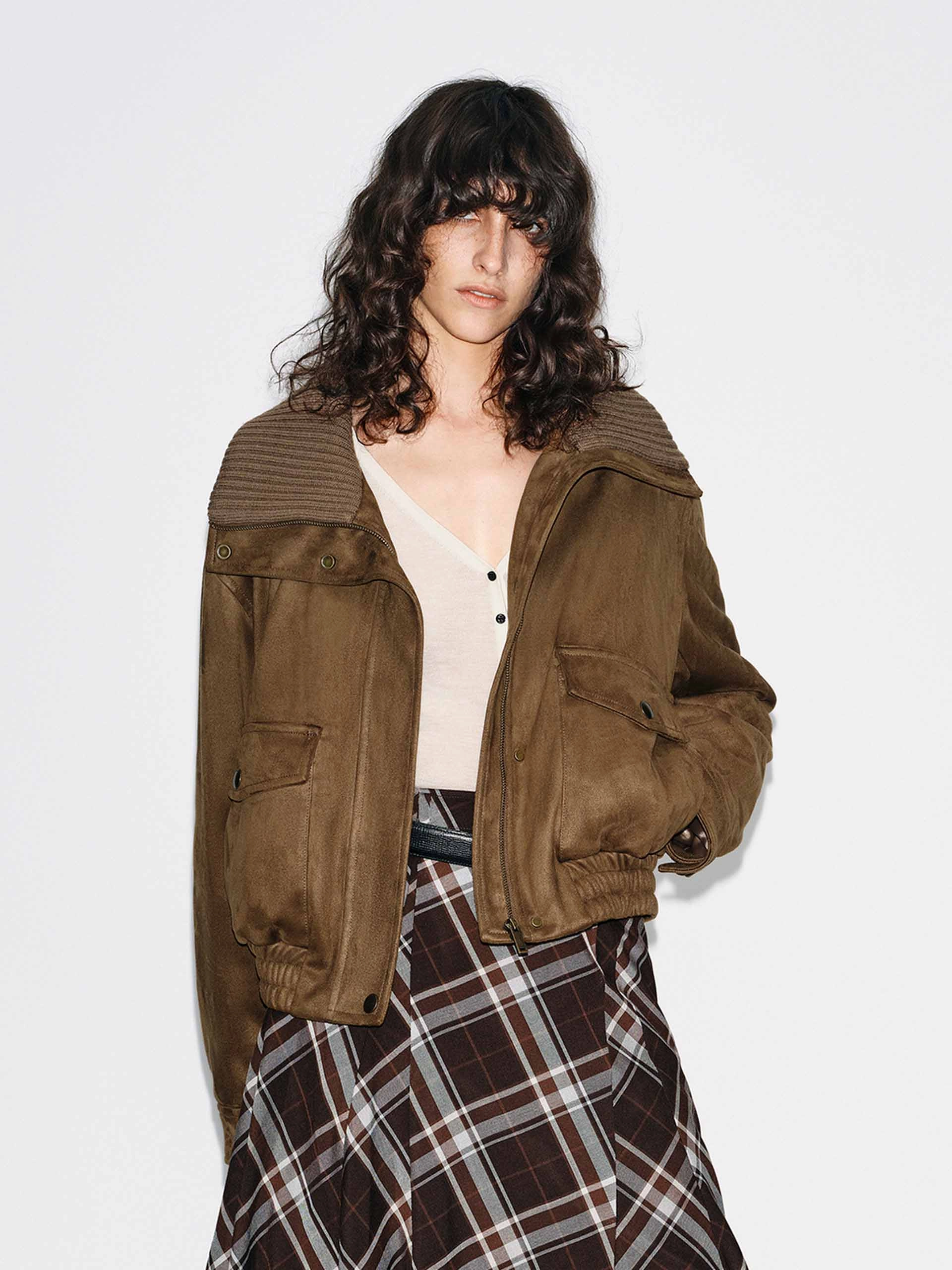 Cropped Zipper Down Jacket Clean Minimal Look AntiStaticLayer