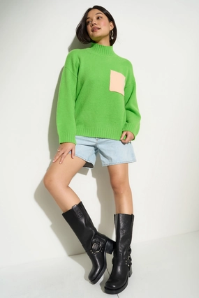 Sporty Fit Bradley Oversized Turtleneck - Green