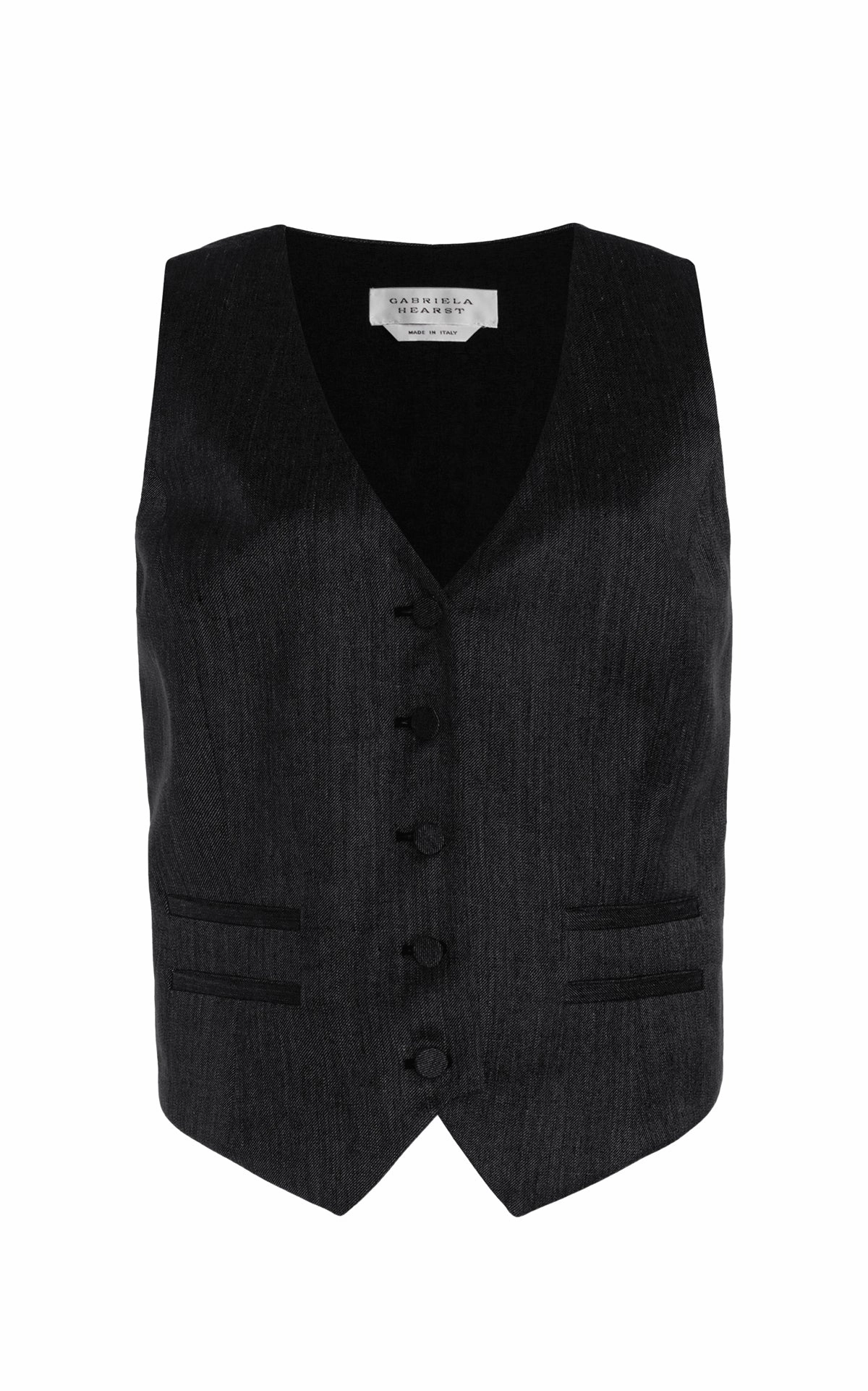 Smart Office Look Flawless Tailoring Coleridge Vest in Black Virgin Wool Silk with Linen