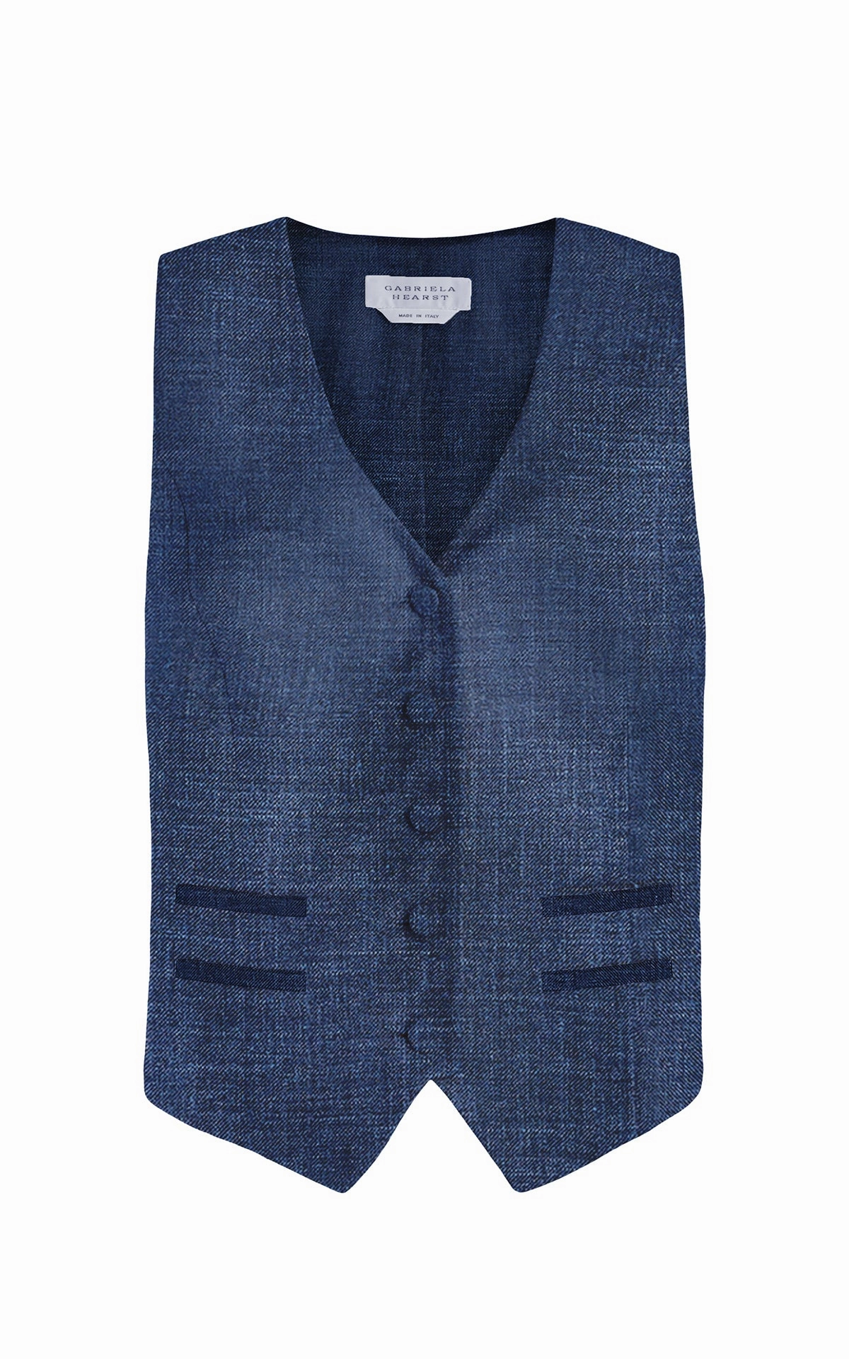 Coleridge Vest in Denim Virgin Wool Silk with Linen Perfect Cut Tailored Wear