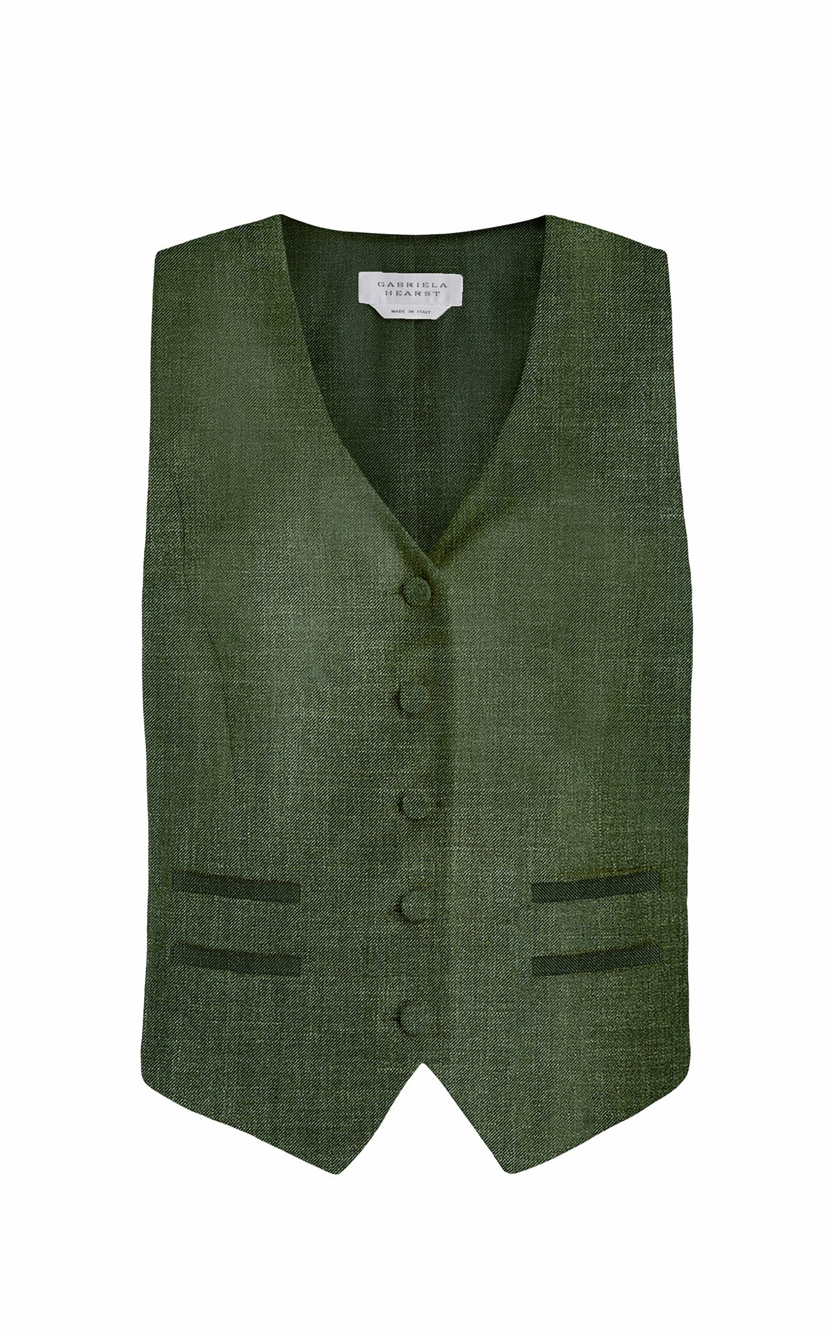 Coleridge Vest in Olive Virgin Wool Silk with Linen Adaptive Fit Technology Layering Comfort