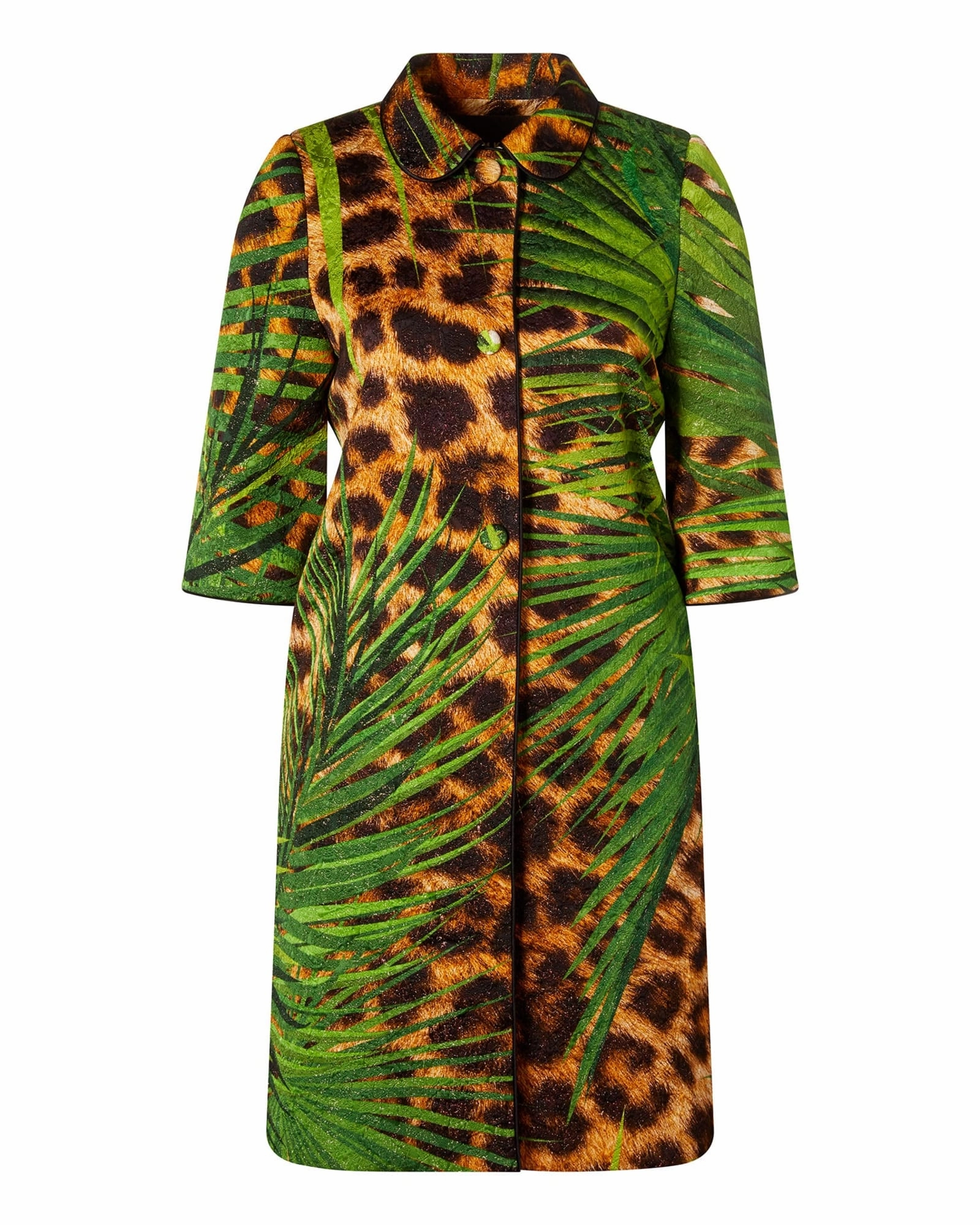 Jungle Print Overcoat | Brown suitable for offline stores Multi Panel Construction