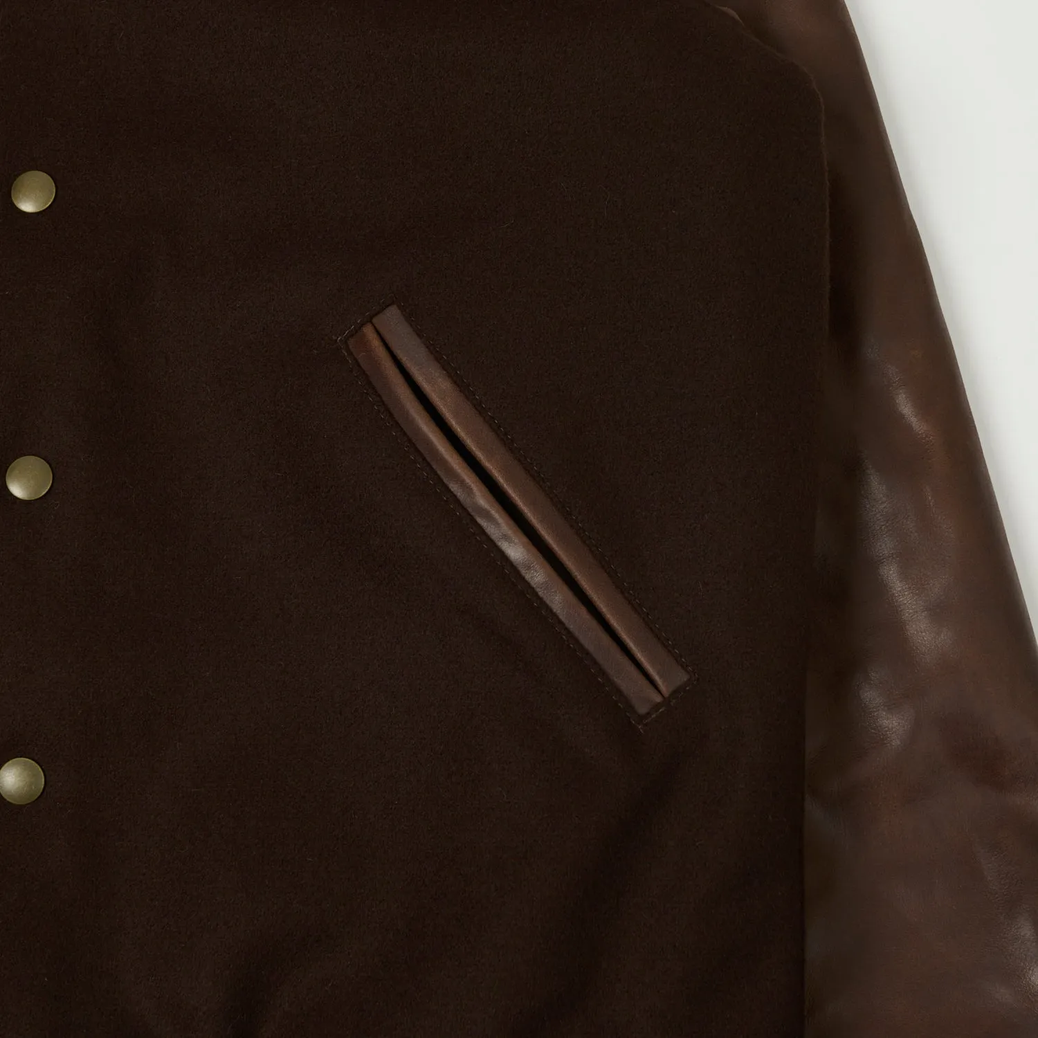 Durable Zipper Dehen 1920 Varsity Jacket - Brown/Antique Brandy