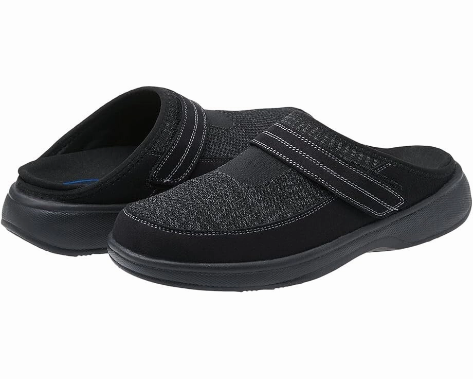 Indoor Orthofeet Hudson Slippers Men's US 12 Black Comfort Adjustable Strap ZPO3686