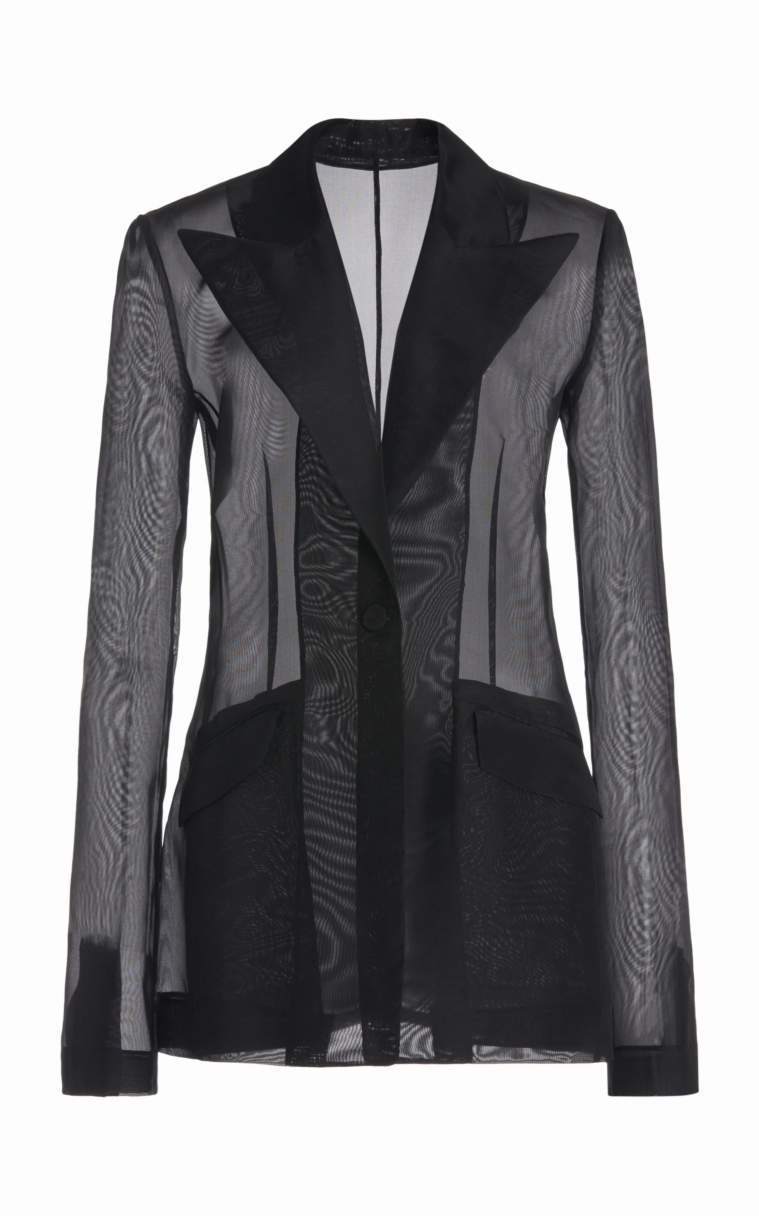 Leiva Sheer Blazer in Black Silk Organza Timeless Appearance Premium Wear