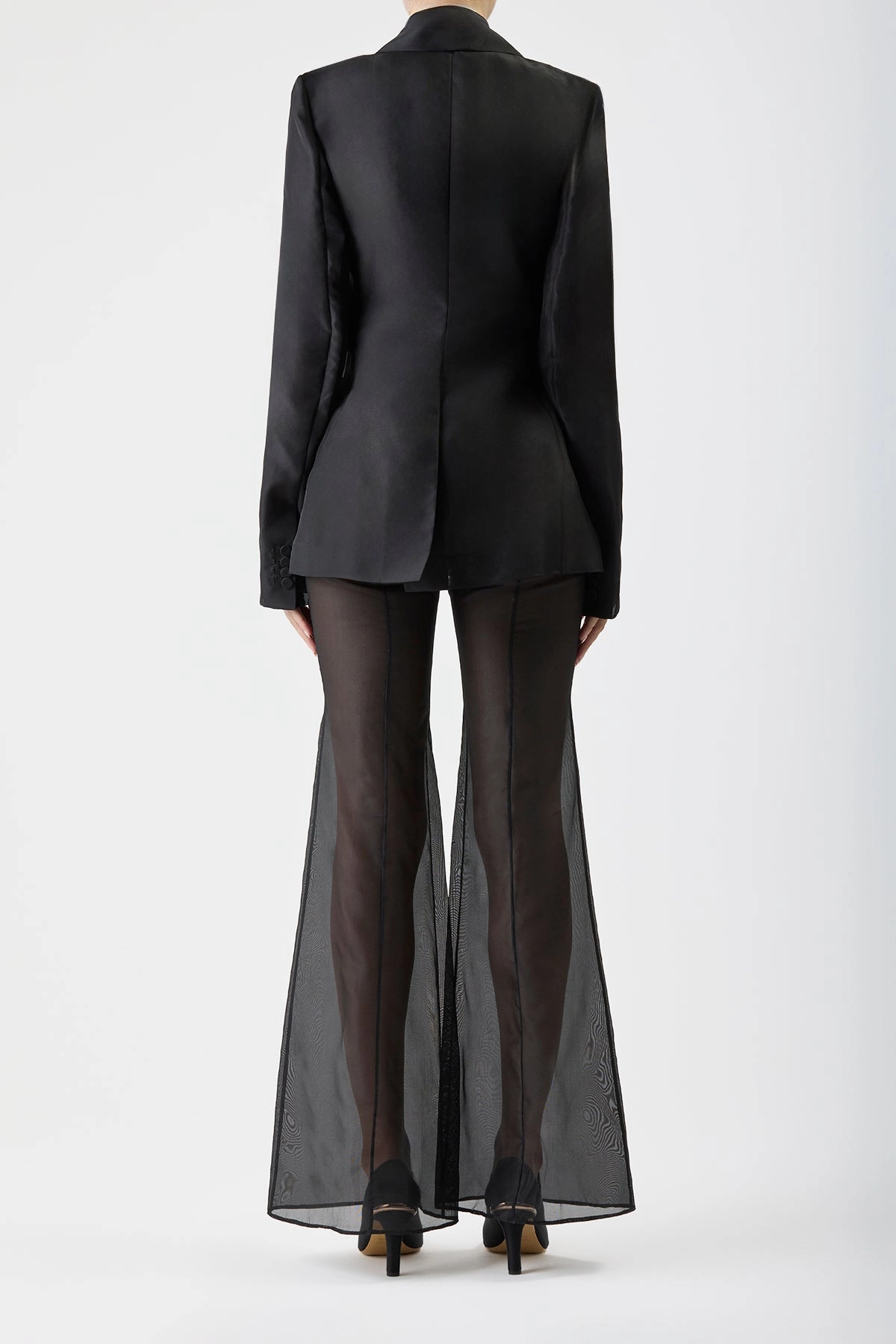 Relaxed Layer Leiva Sheer Blazer in Black Silk Organza